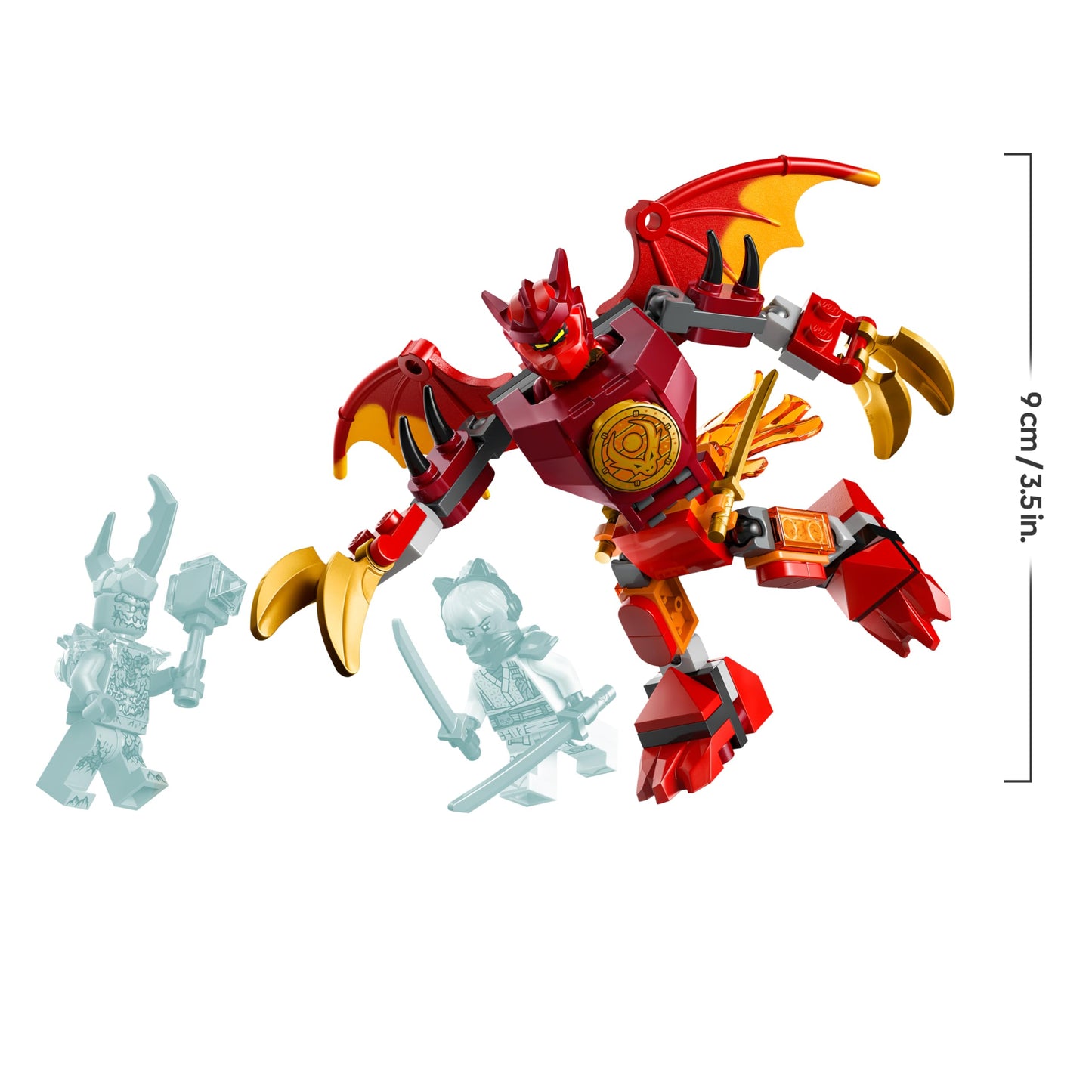 LEGO NINJAGO Kai's Dragon Mech Battle Set - Ninja toy for boys and girls - model building with action figure, 3 minifigures and katanas - gift for children aged 6 and over - 71851