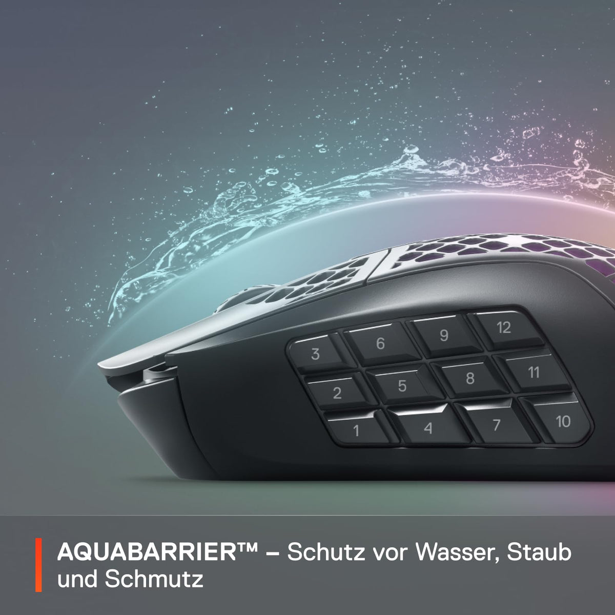 SteelSeries Aerox 9 Wireless - Mouse de gaming RGB cu deschideri în suprafață - Design ultra-ușor, rezistent la apă - 18 butoane - Bluetooth/2,4 GHz - Senzor optic TrueMove Air cu 18.000 DPI - 62618