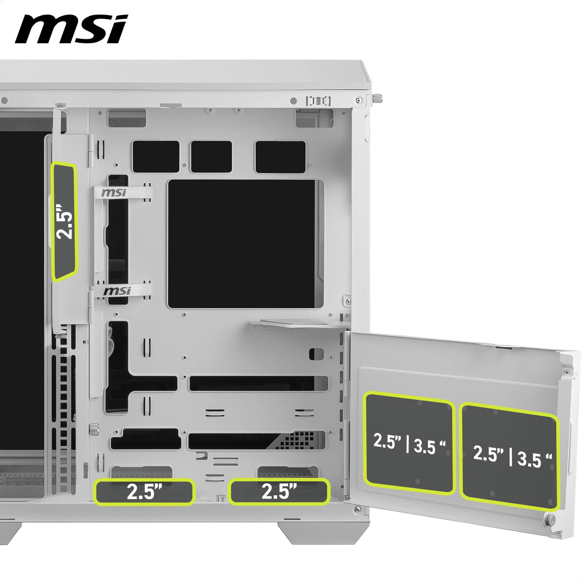 MSI MAG Pano 100L PZ White - ATX PC Case - 306-7G26W21-HH9