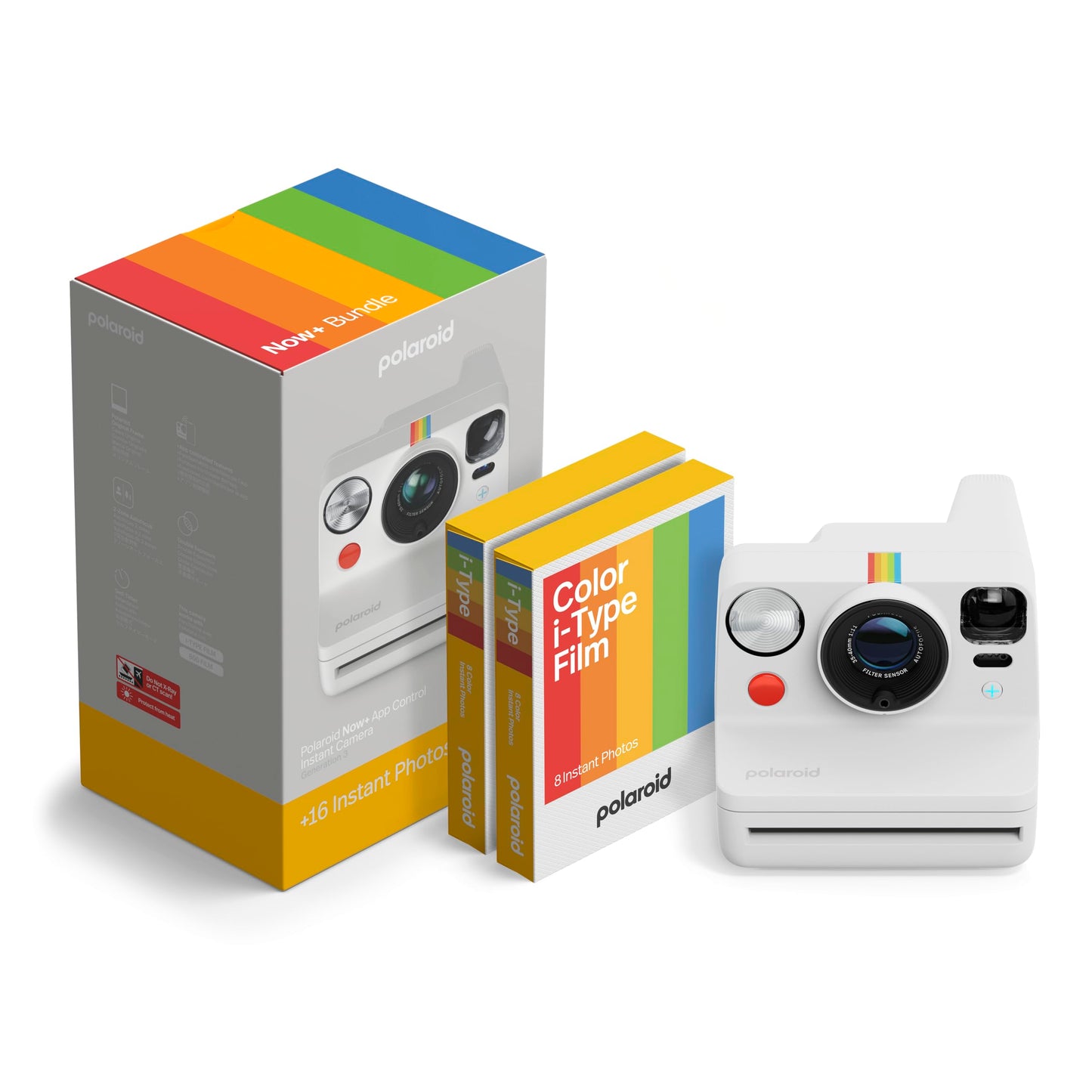 Polaroid – Now+ Gen 3 – Instant camera with Bluetooth connection – Bundle camera + color film (16 photos) White (6563) - 006563