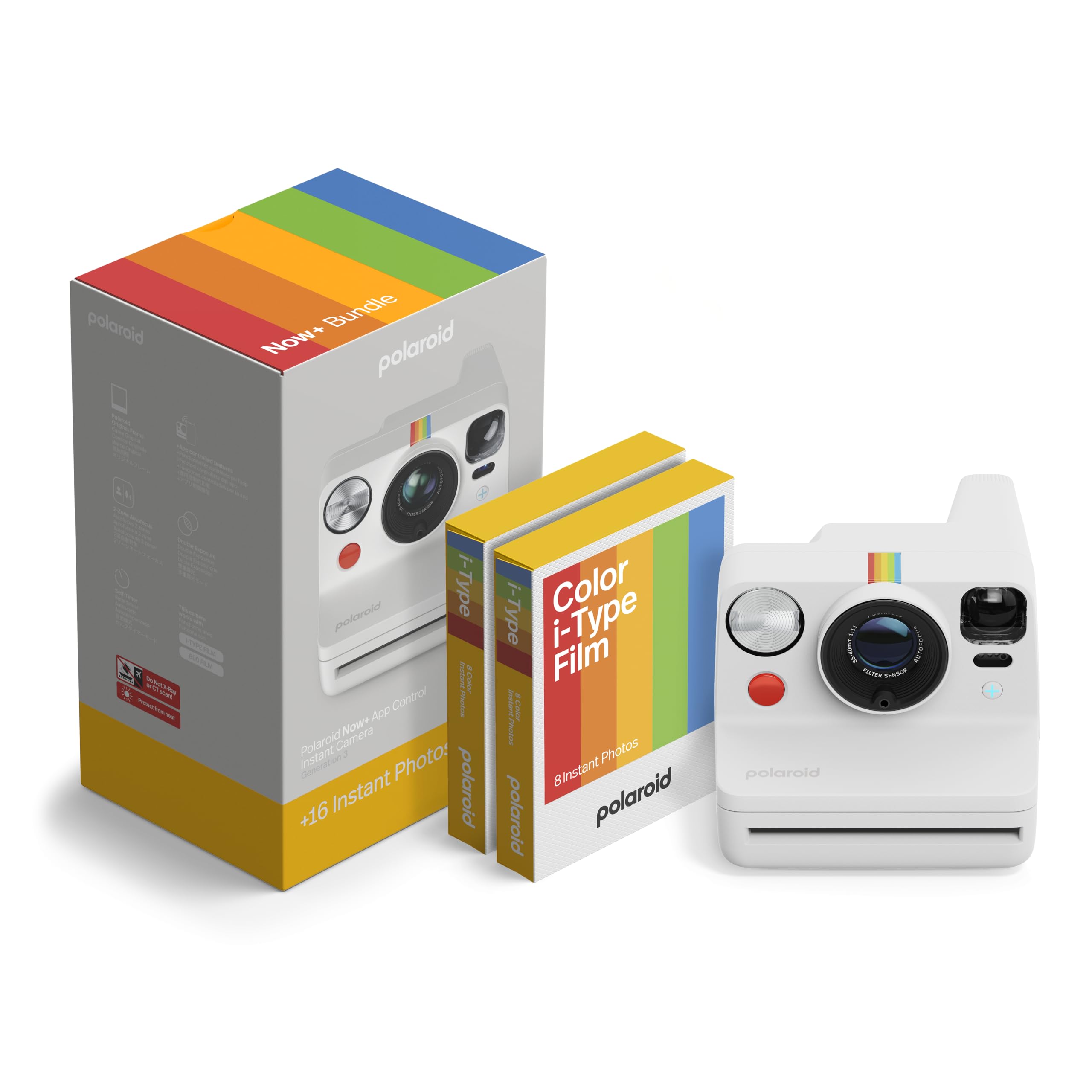 Polaroid – Now+ Gen 3 – Instant camera with Bluetooth connection – Bundle camera + color film (16 photos) White (6563) - 006563