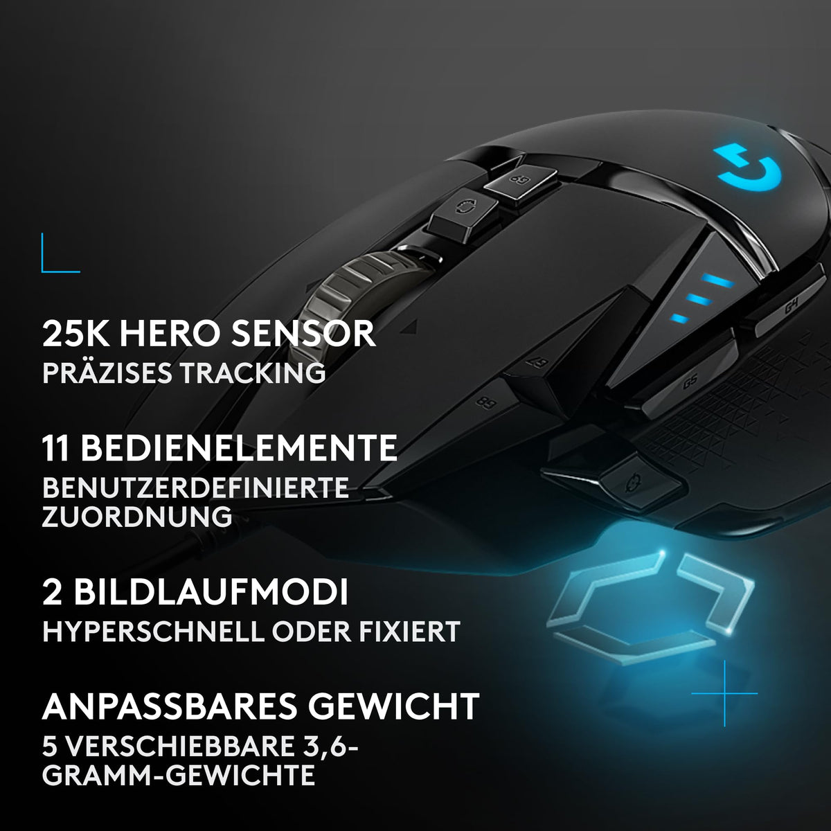 Logitech G G502 HERO Mouse de gaming de înaltă performanță - 910-005470