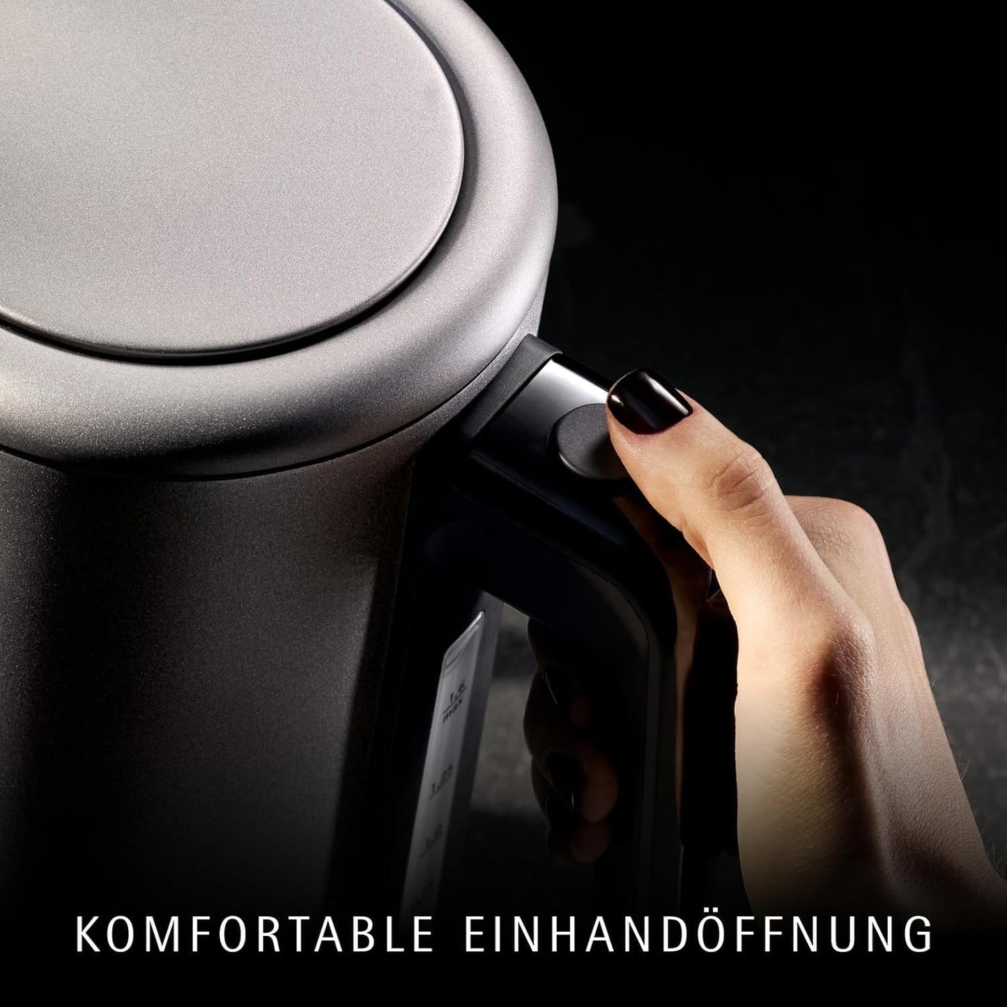 WMF Lono Silk stainless steel kettle 1.6 L, wireless electric kettle 2400 W with limescale filter, 360° base, anti-fingerprint effect, one-hand lid & external water level indicator - 413130041