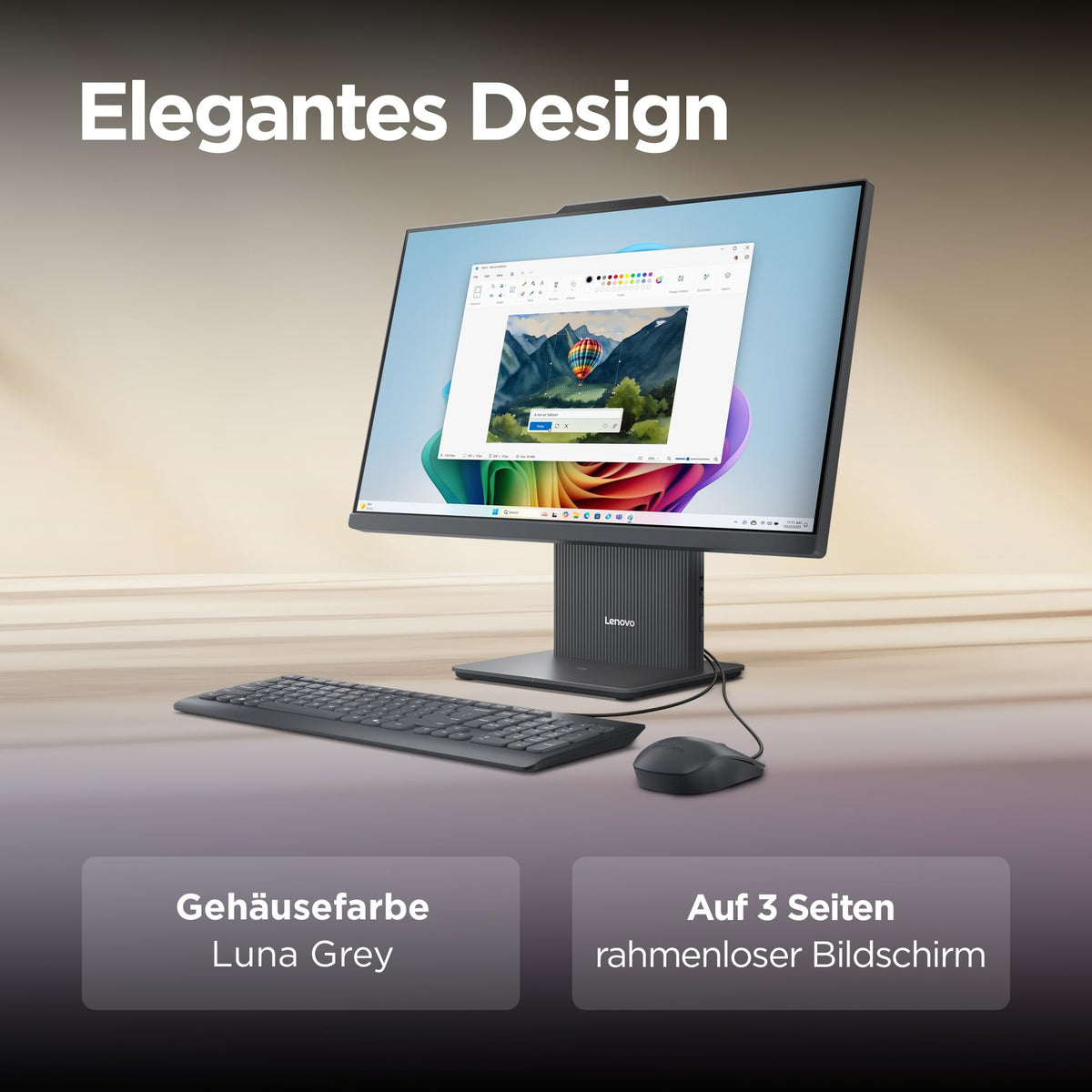 Lenovo IdeaCentre 5i All in One | 23.8" Full HD Display | Intel Core i5-13500H | 16GB RAM | 1TB SSD | Intel Iris Xe Graphics | Win11 Home | QWERTY | gray | includes keyboard & mouse | 3 months Premium Care - F0GR00AUGE