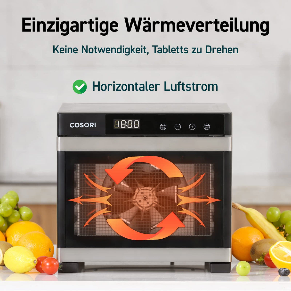 Cosori Dörrautomat din oțel inoxidabil, Dehidrator de alimente, 650W, temporizator de 48 ore - CP267-FD