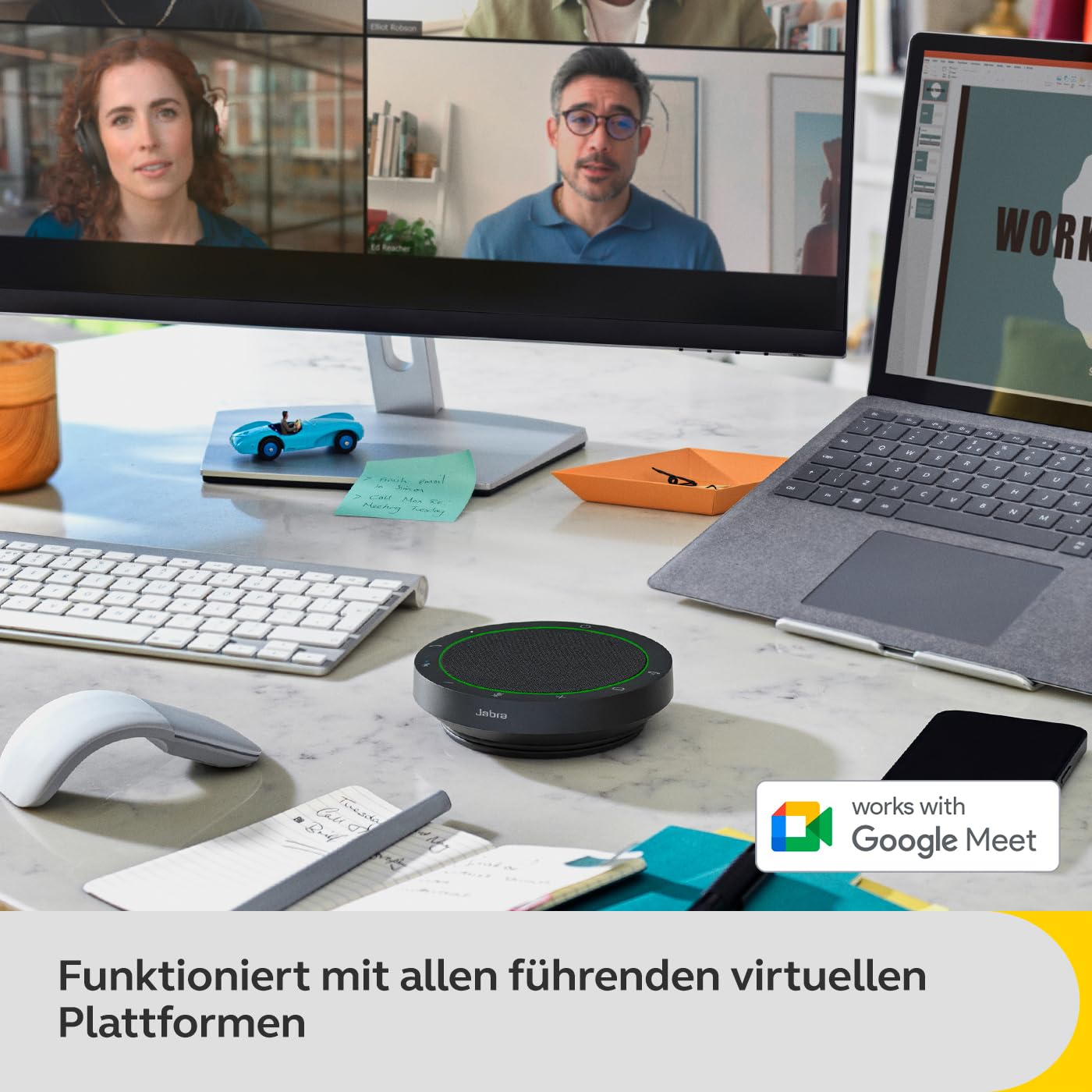 Jabra Speak2 55 Bluetooth Handsfree Solution, 4 Noise Canceling Microphones, 50mm Full Range Speaker, Wide Range Audio, Compact, Portable - Zoom and Google Meet Certified, Dark Gray - 2755-209