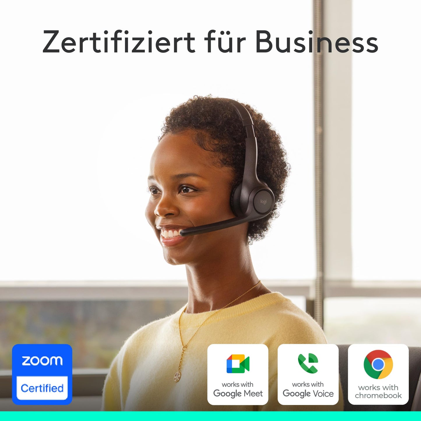 Logitech Zone 305 Business Wireless Bluetooth Headset with Microphone for Google Meet, Voice, Zoom, Compatible Windows, Mac, Chrome, Linux, iOS, iPadOS, Android - Black - 981-001453