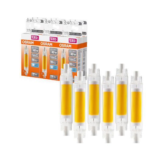 Osram LED Slim Line slim multicolor LED lamp with R7s retrofit base, 4.5 W / 470 lm, clear, cool white light with 4000 K, non-dimmable, IP20, lead-free glass, 16 mm diameter. - 4058075840478