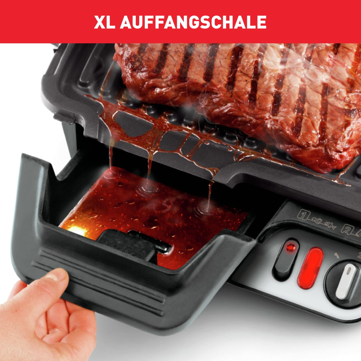 Tefal 3in1 Grill de contact, cu funcție de gratinare, suprafață dublă de grătar când este deschis ca grătar de masă/BBQ, Sandwich, Steak, Panini, termostat reglabil, antiaderent, Gri, GC3060