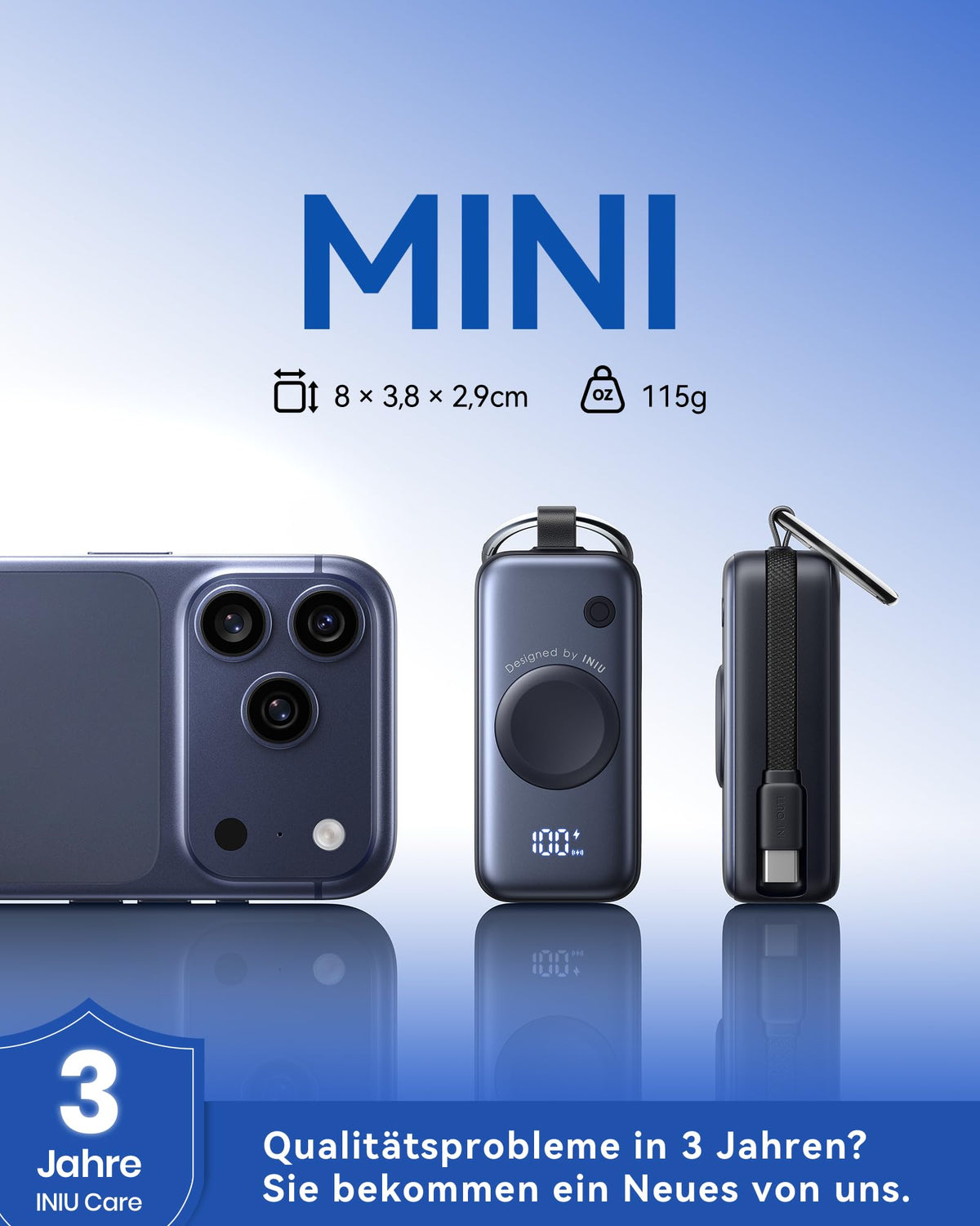 INIU 20W SnapGo Power Bank, 5000mAh Mini External Mobile Phone Batteries for Apple Watch - P81