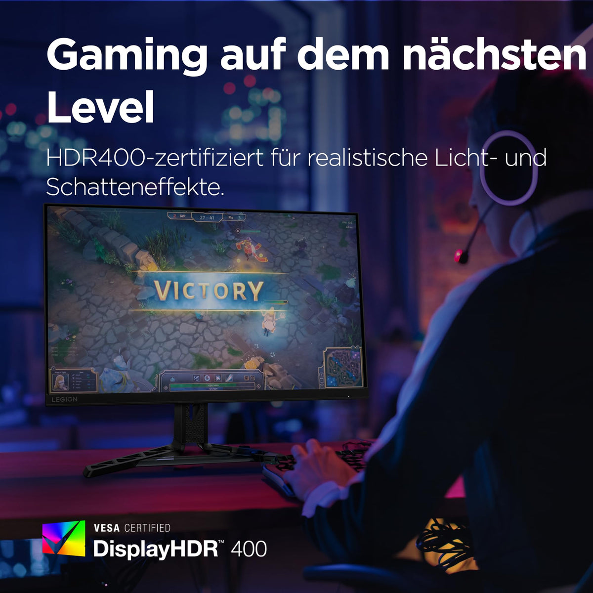 Lenovo Legion R27qe | Monitor de gaming QHD de 27" | 2560x1440 | 180Hz | 450 nits | timp de reacție de 0,5ms | HDMI | DisplayPort | AMD FreeSync | negru - 67C5GAC1EU