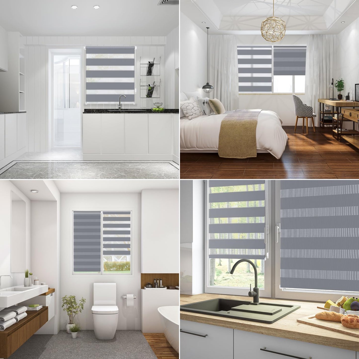 Sekey double roller blind Klemmfix without drilling for windows, double roller blind 115 cm wide, duo roller blind sun protection, 115x150cm, gray - BL-2207