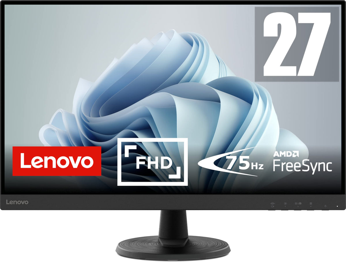 Lenovo D27-45 Monitor | 27" Full HD Monitor | 1920x1080 | 75Hz | 250 nits | 4ms response time | VA panel | HDMI | VGA | AMD Radeon FreeSync | anti-glare | 4.6kg | black - 67A5KAC6EU