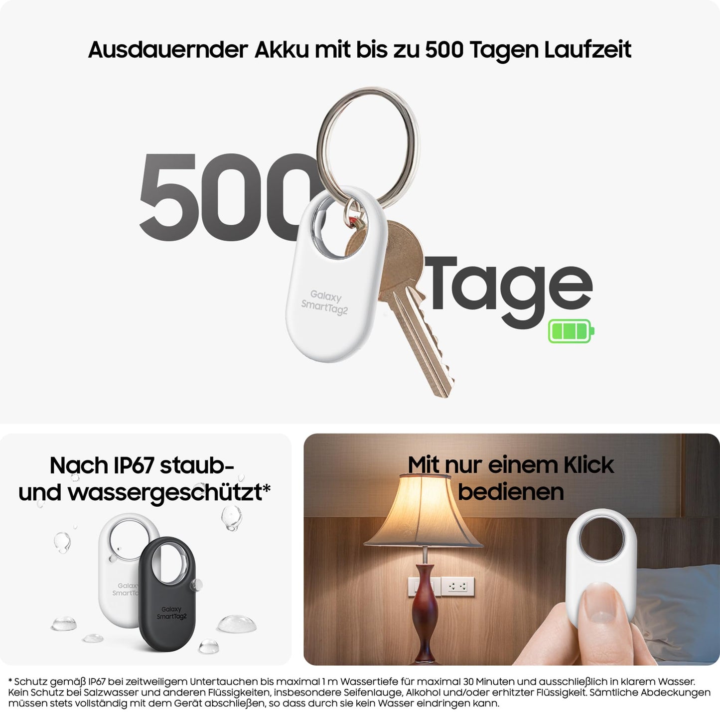 Samsung Galaxy SmartTag2 Bluetooth Tracker, Compass View, Nearby Search, Up to 500 Days Runtime, Waterproof, Black (Pack of 1) - EI-T5600BBEGEU