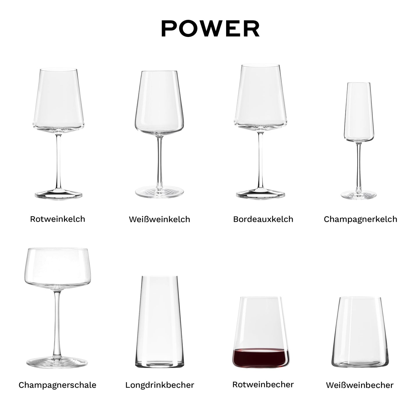 Stölzle Lausitz Power red wine cups set of 6 520ml - Modern wine glasses without stem for maximum aroma development - Flat red wine glasses made of crystal glass - Dishwasher and shockproof, Made in Germany - 1590022