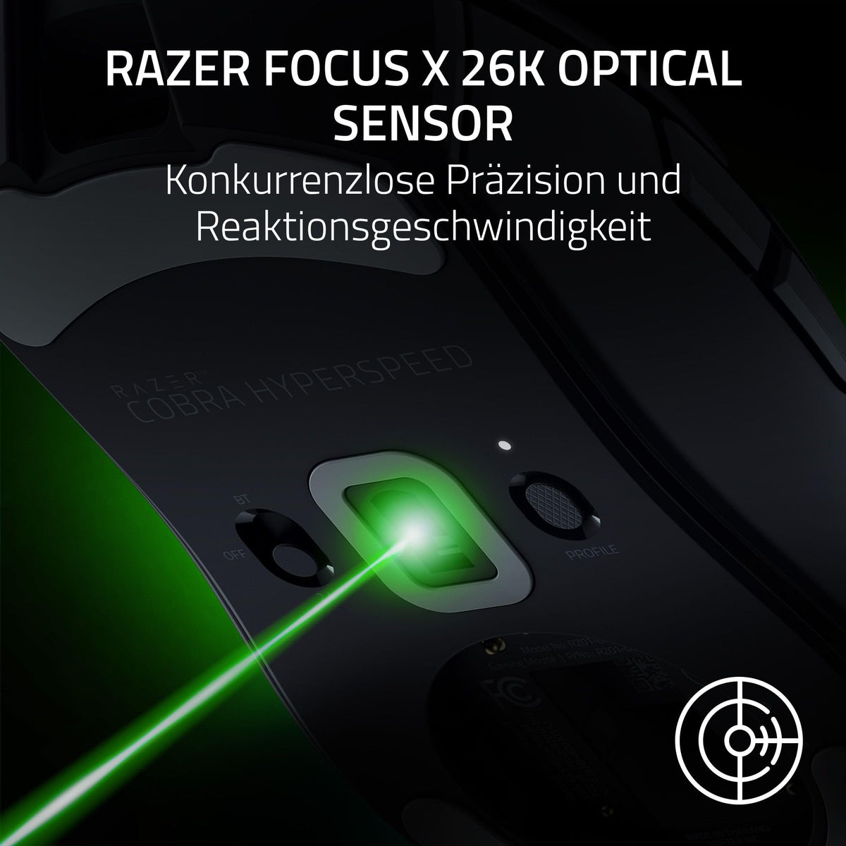 Razer Cobra HyperSpeed - mouse de gaming wireless ușoară și personalizabilă - 62g - senzor de 26K DPI - AI Prompt Master - rată de polling de 1000 Hz - wireless 2,4 GHZ și Bluetooth - Chroma RGB - PC/Mac | Negru - RZ01-05570100-R3G1