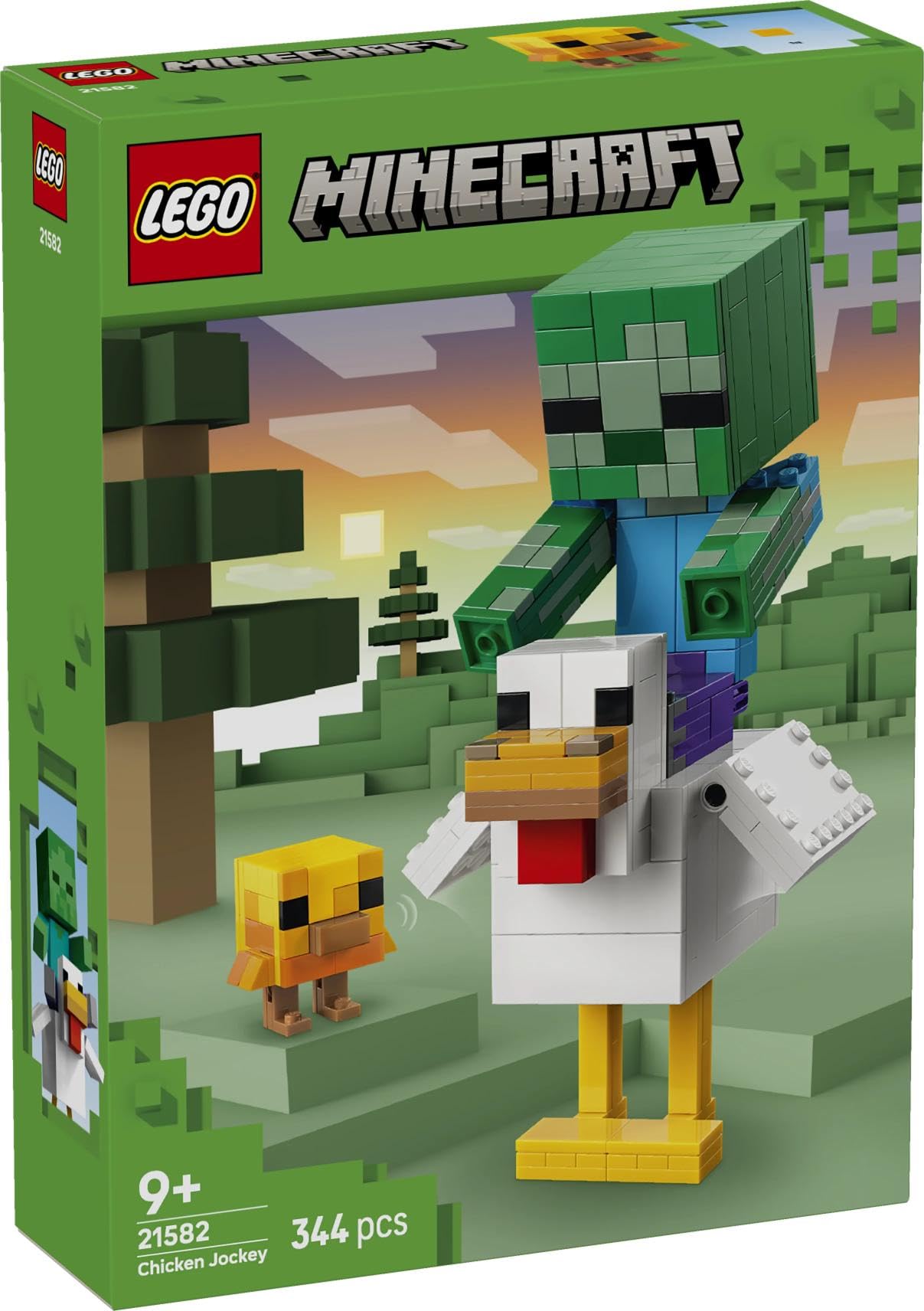 LEGO Minecraft chicken rider - building toy - room decoration for the video game with zombie baby, chicken and chicks - fan item to collect and display - gift for gamers aged 9 and over - 21582