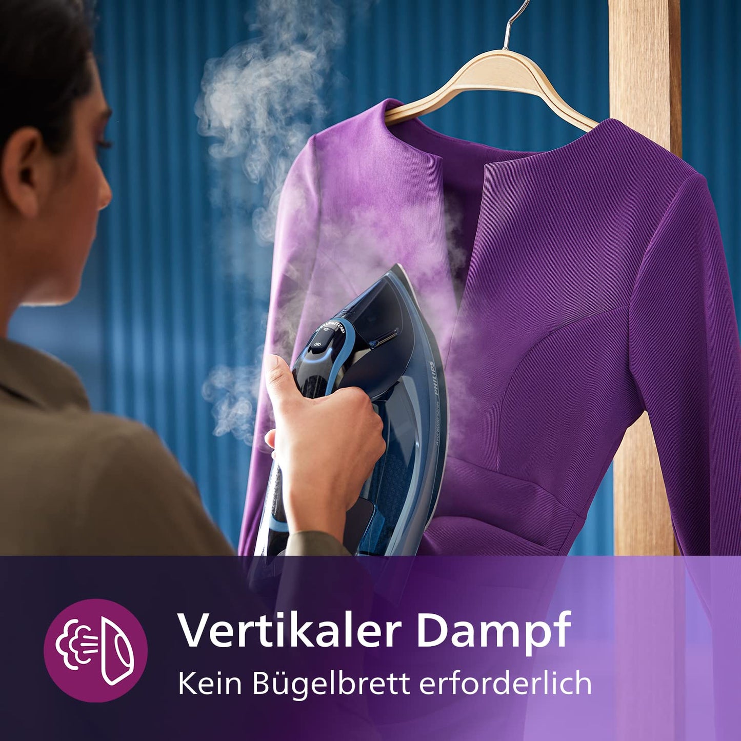 Philips Azur 8000 Series Steam Iron - 55 g/min continuous steam, 240 g steam boost, 3000 W, OptimalTEMP technology, SteamGlide Elite, light blue (DST8020/20)