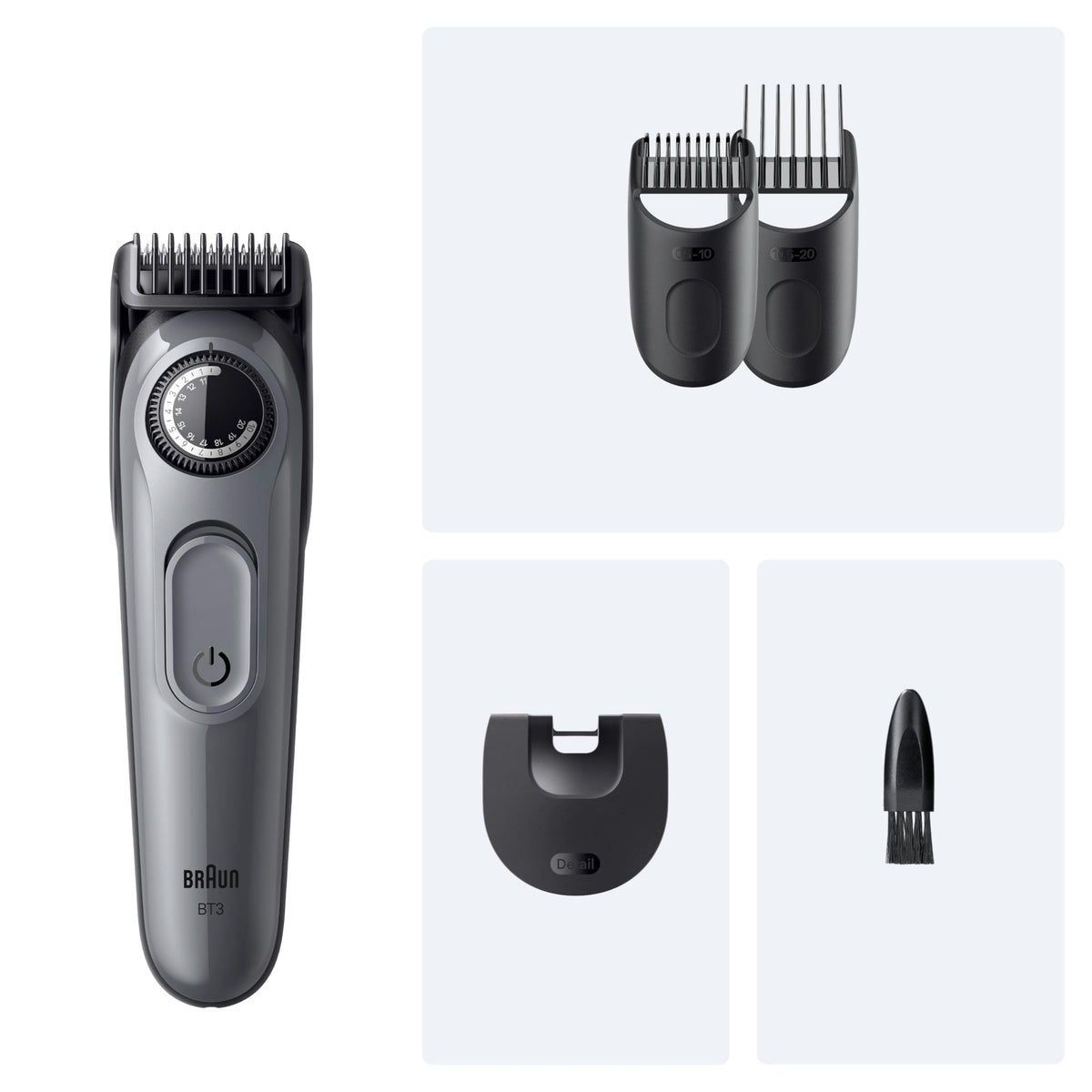 Braun Beard Trimmer Series 3, Cordless Beard Clipper for Men, BT3525, Gray