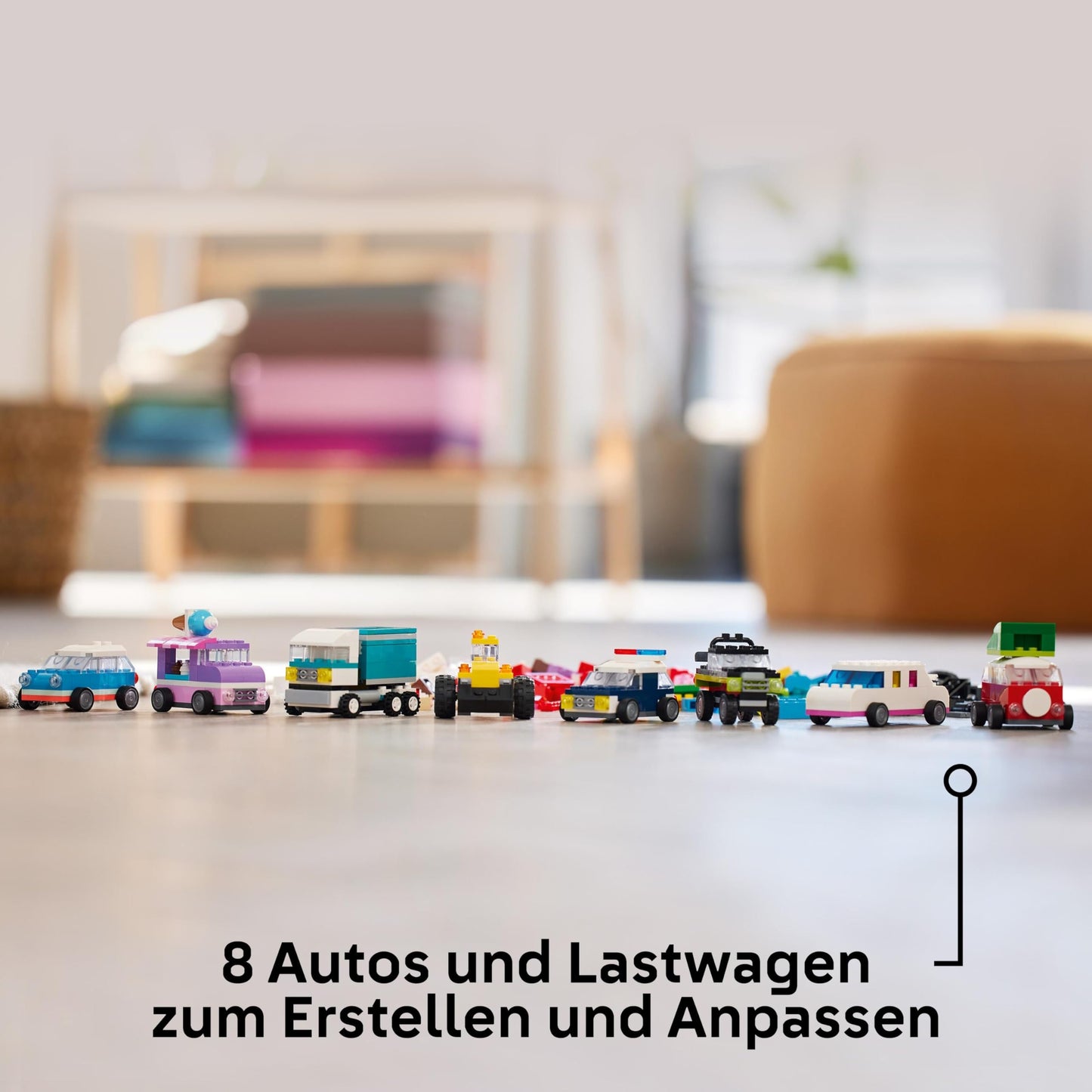 LEGO Classic Creative Vehicles, building block set for colorful model cars including trucks, police cars and construction vehicles, buildable toy cars for children, gift for boys and girls aged 5 and over 11036