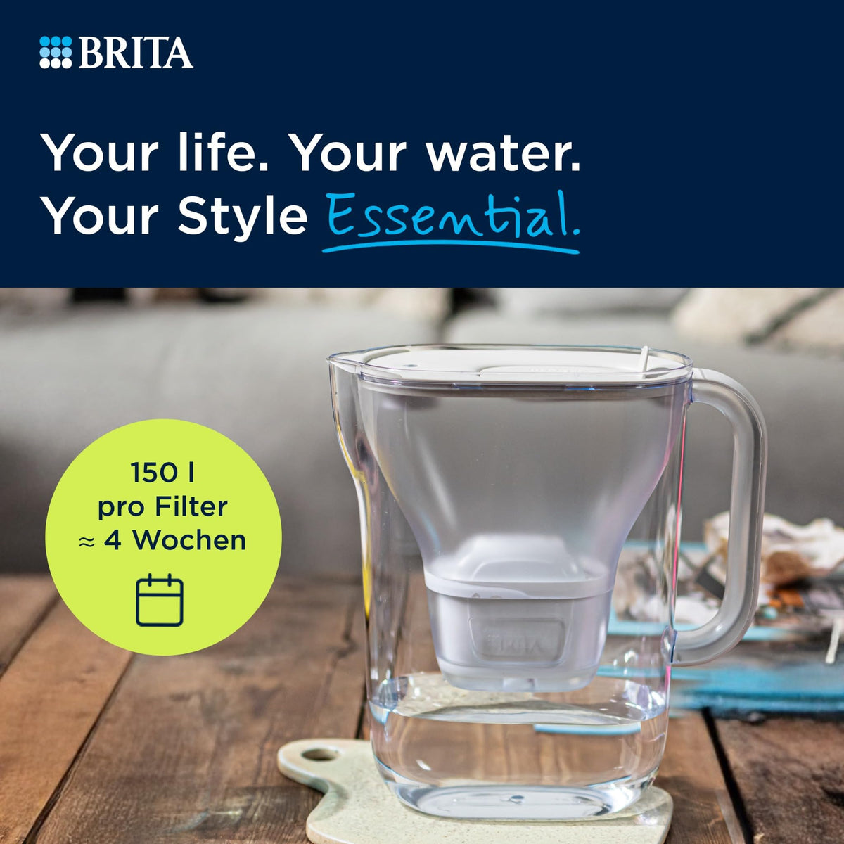 BRITA Water Filter Pitcher MAXTRA Style Essential, 1x Pure Performance Filter - 140762