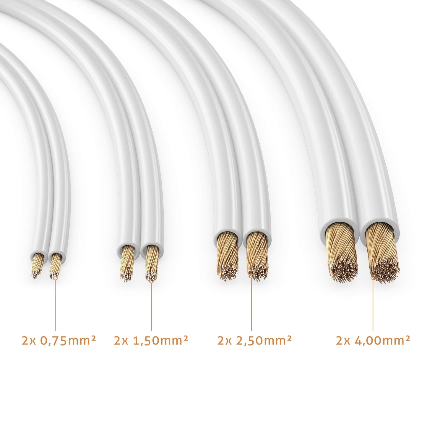 sonero® 100 meters 2x1.50mm² CCA speaker cable / speaker cable, color: white - S-SC2150W-100