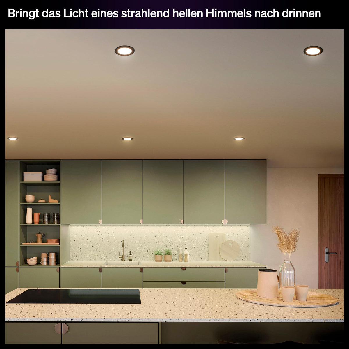 Philips Hue Slim Downlight, iluminare LED inteligentă, 1.000 lm, 90 mm, design subțire, lumină de zi cu spectru complet 1.000–20.000 K, extrem de dimabilă, culoare precisă, iluminare inteligentă, negru, pachet de 3. - 929004291301