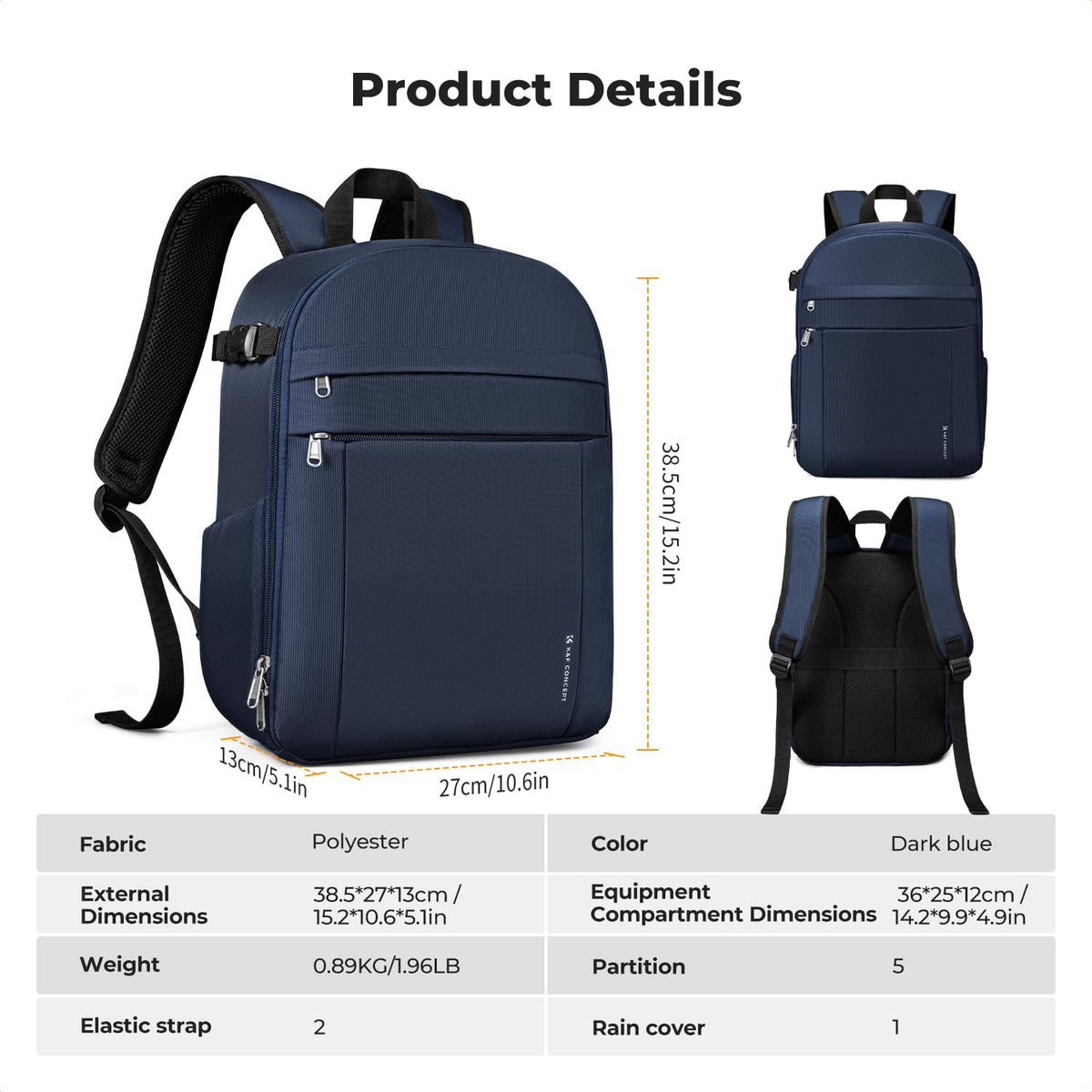 K&F CONCEPT camera backpack photo backpack compact & lightweight with rain cover - KF13.223V7