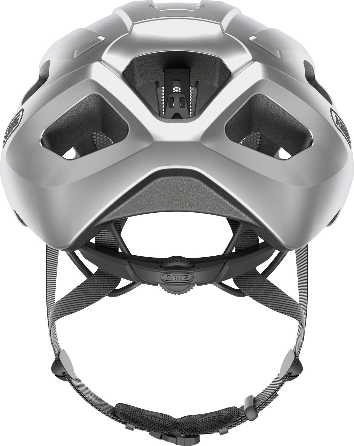 ABUS road bike helmet Macator - sporty bike helmet for beginners - also for pigtail wearers - for women and men - silver, size M - 87219