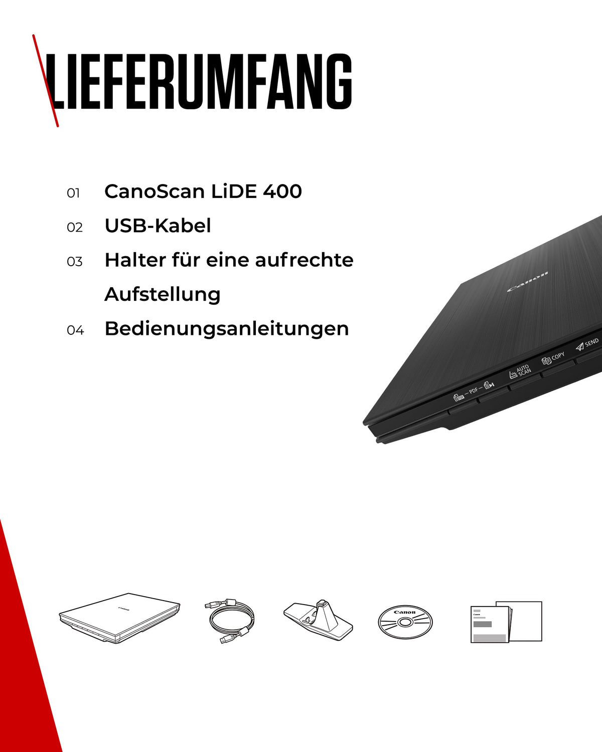 Canon LiDE 400 Scanner plat, scanare foto și documente A4, USB-C 3.0