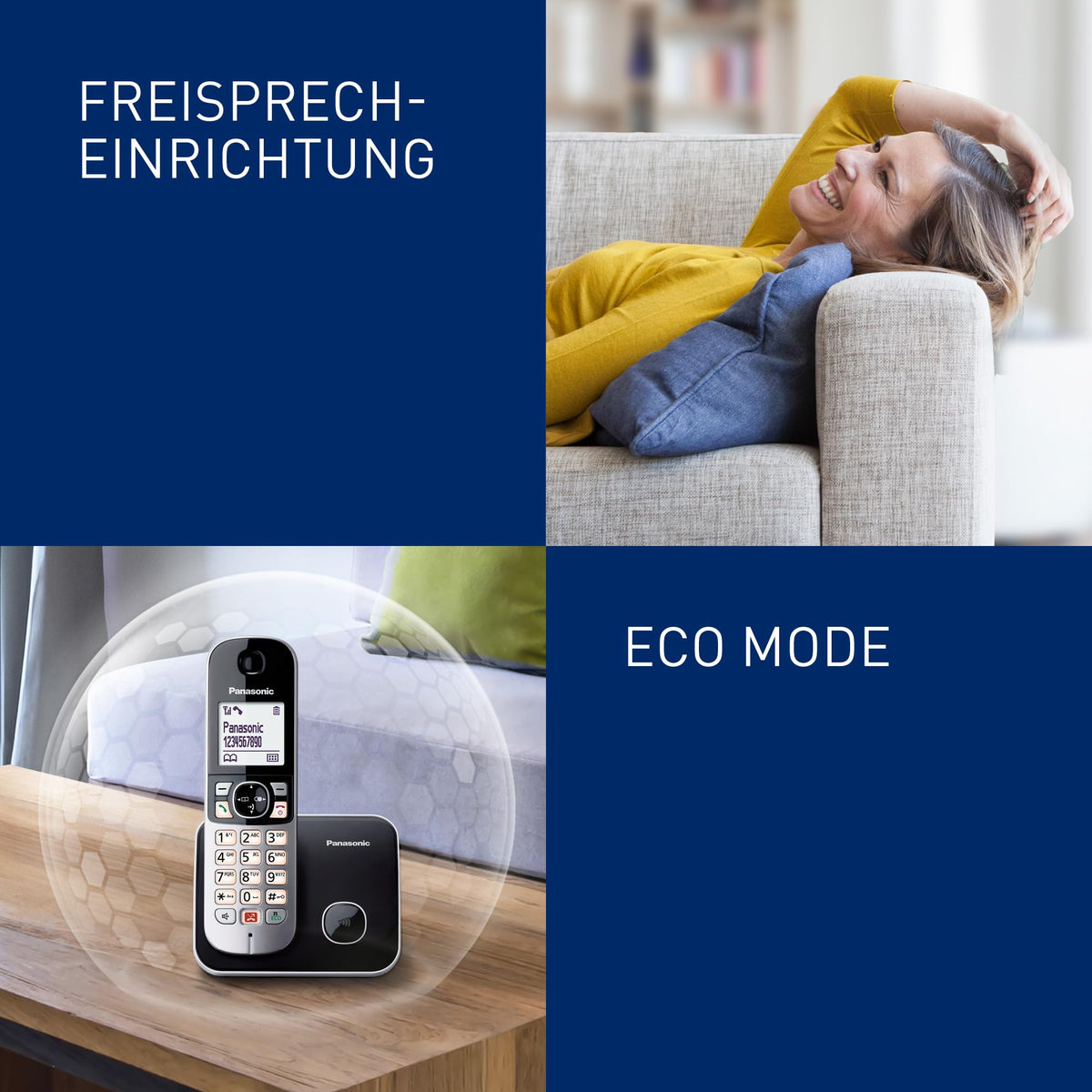 Panasonic KX-TG6851GB Telefon fără fir (Până la 1.000 de numere de telefon blocate, dimensiune clară a fontului, receptor sonor, handsfree cu duplex complet) negru-silver