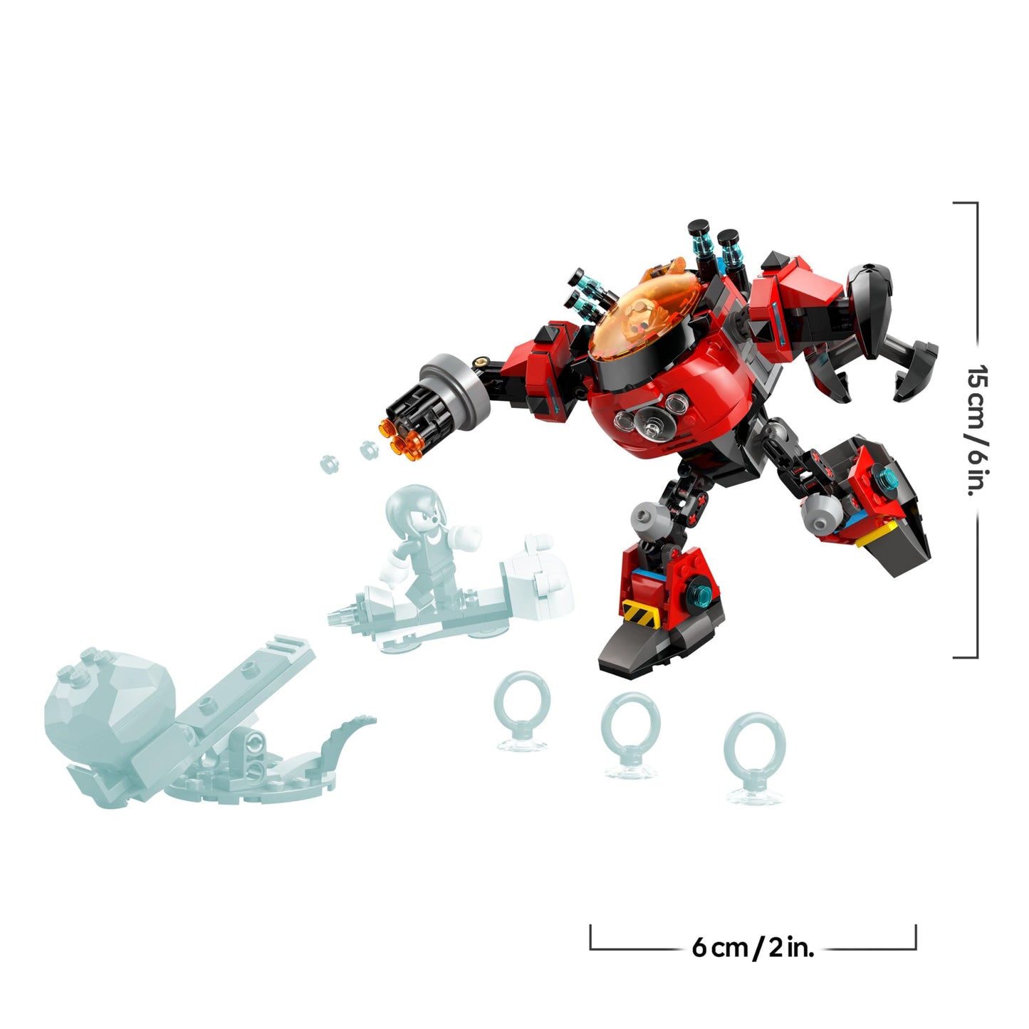 LEGO Sonic the Hedgehog Knuckles vs. Dr. Eggmans Egg Crusher Mech - Creative Toy with 2 Minifigures, Rings & Chaos Emeralds - Gamer Gift Boys & Girls from 8 Years - 77005