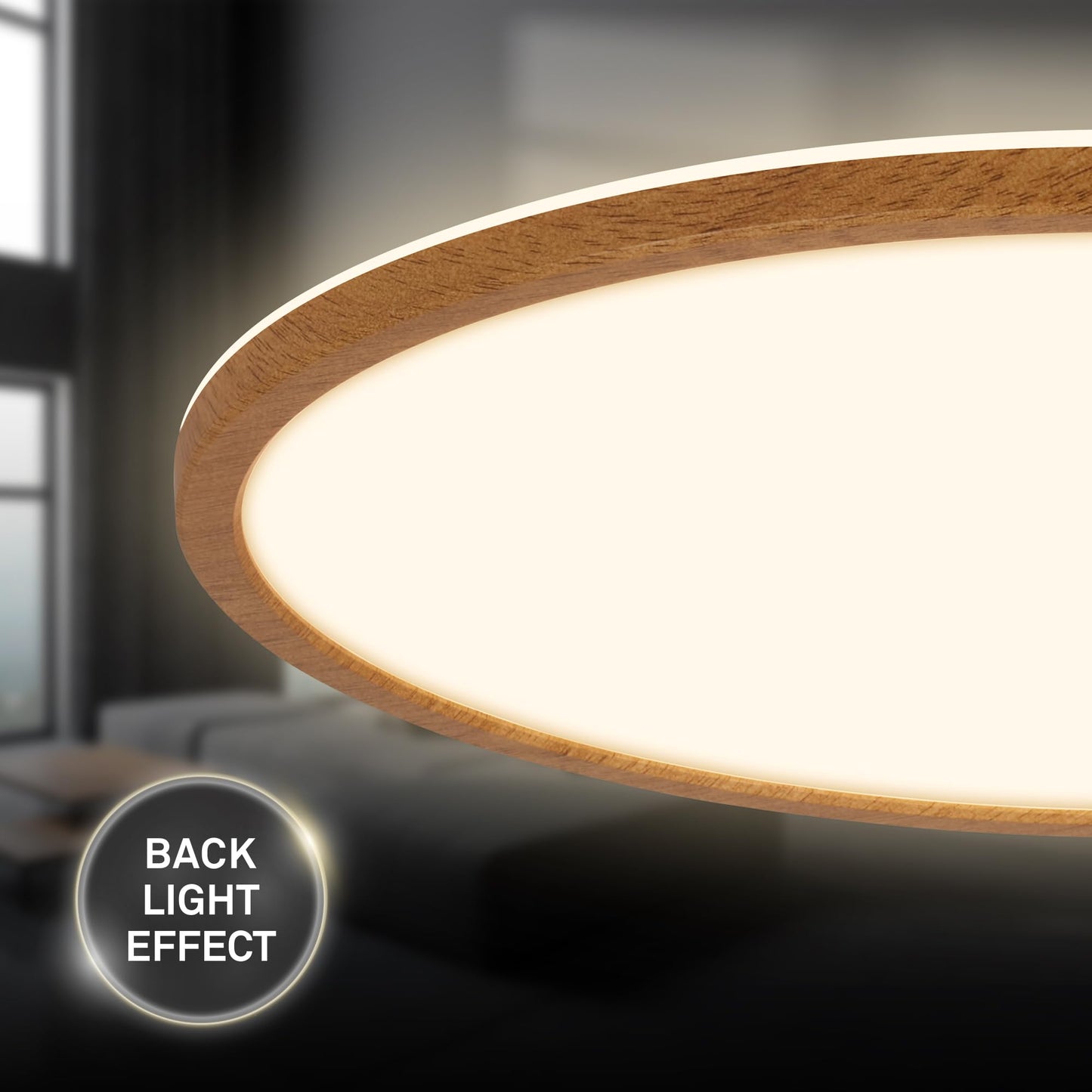 BRILONER - LED ceiling lamp with indirect light, flat, warm white light, lamp, ceiling light, living room lamp, LED panel, kitchen lamp, bedroom lamp, 42x3 cm, wood look frame - 7451314