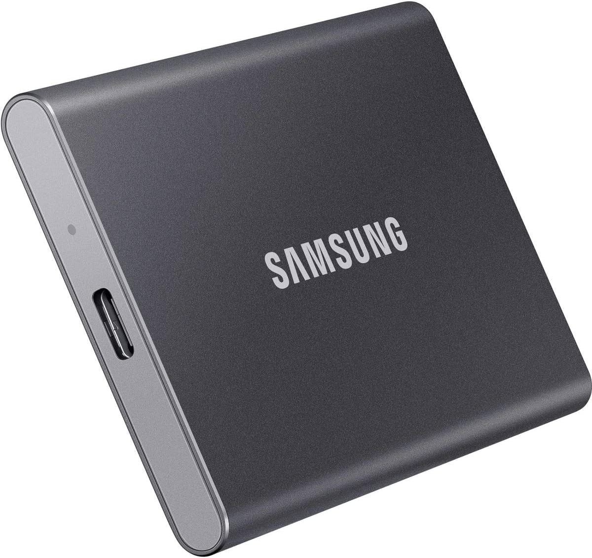 SSD portabil Samsung T7 - ​​1 TB - SSD extern USB 3.2 Gen.2 Titan Grey (MU-PC1T0T/WW) + carcasă pentru hard disk Amazon Basics, neagră