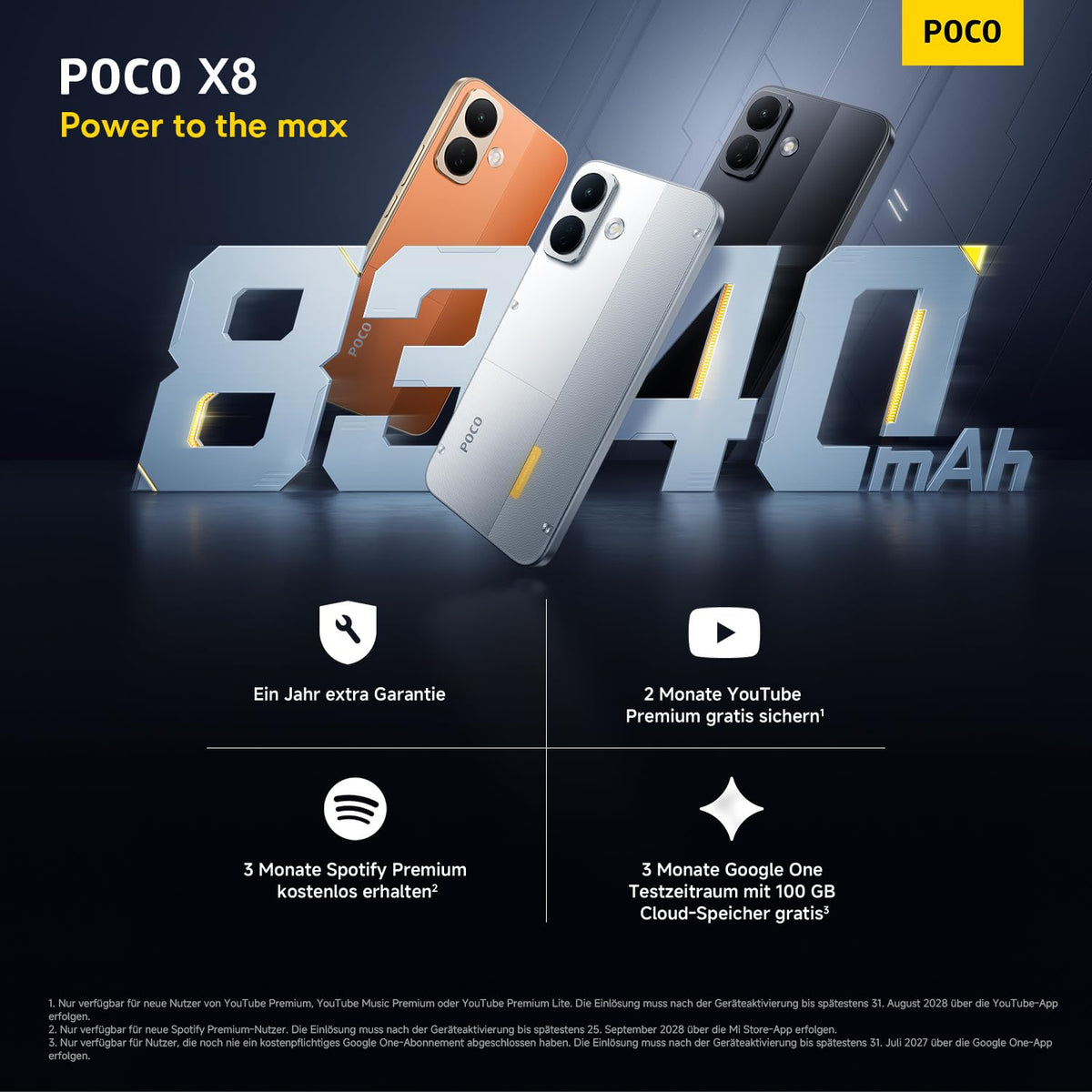 Xiaomi Poco X8, Smartphone 12+256 GB, Black, 8340mAh Battery, 67W Charging
