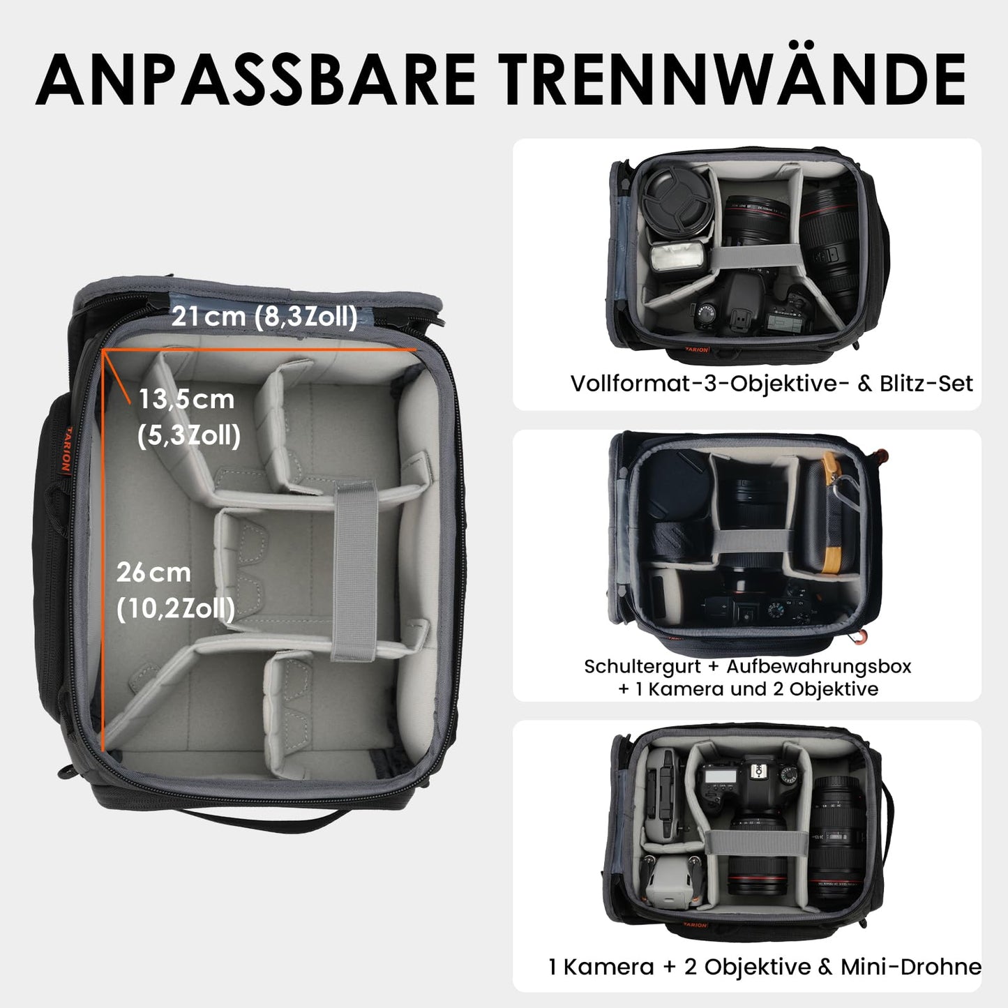 TARION camera insert bag Padded inner pocket with removable blanket - ShellCore_S
