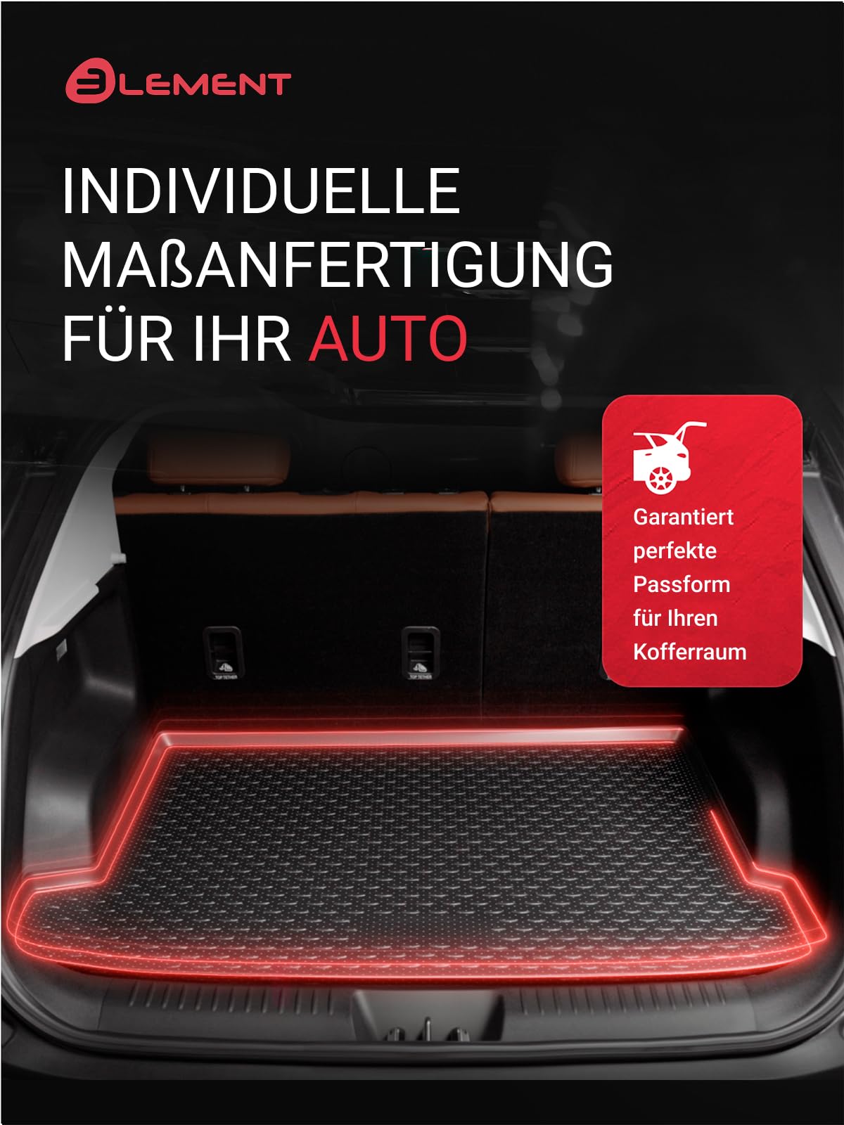 Element precisely fitting premium anti-slip boot mat suitable for SEAT Ateca 2016 -> upper loading floor/movable floor | 100% custom-fit anti-slip car mat - HromTech