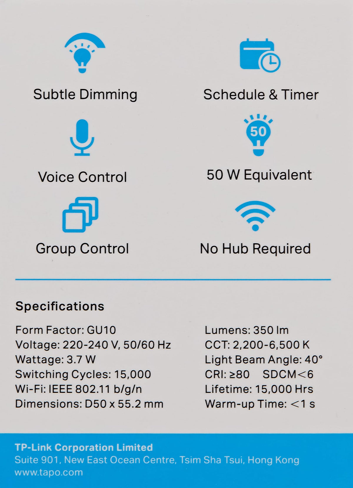 TP-Link Tapo bec inteligent WLAN GU10 Tapo L630, economisire de energie, 3.5W echivalent cu 50W, lampă inteligentă multicoloră dimabilă, accesorii smart home pentru Alexa, 16 milioane de culori (pachet cu 3)