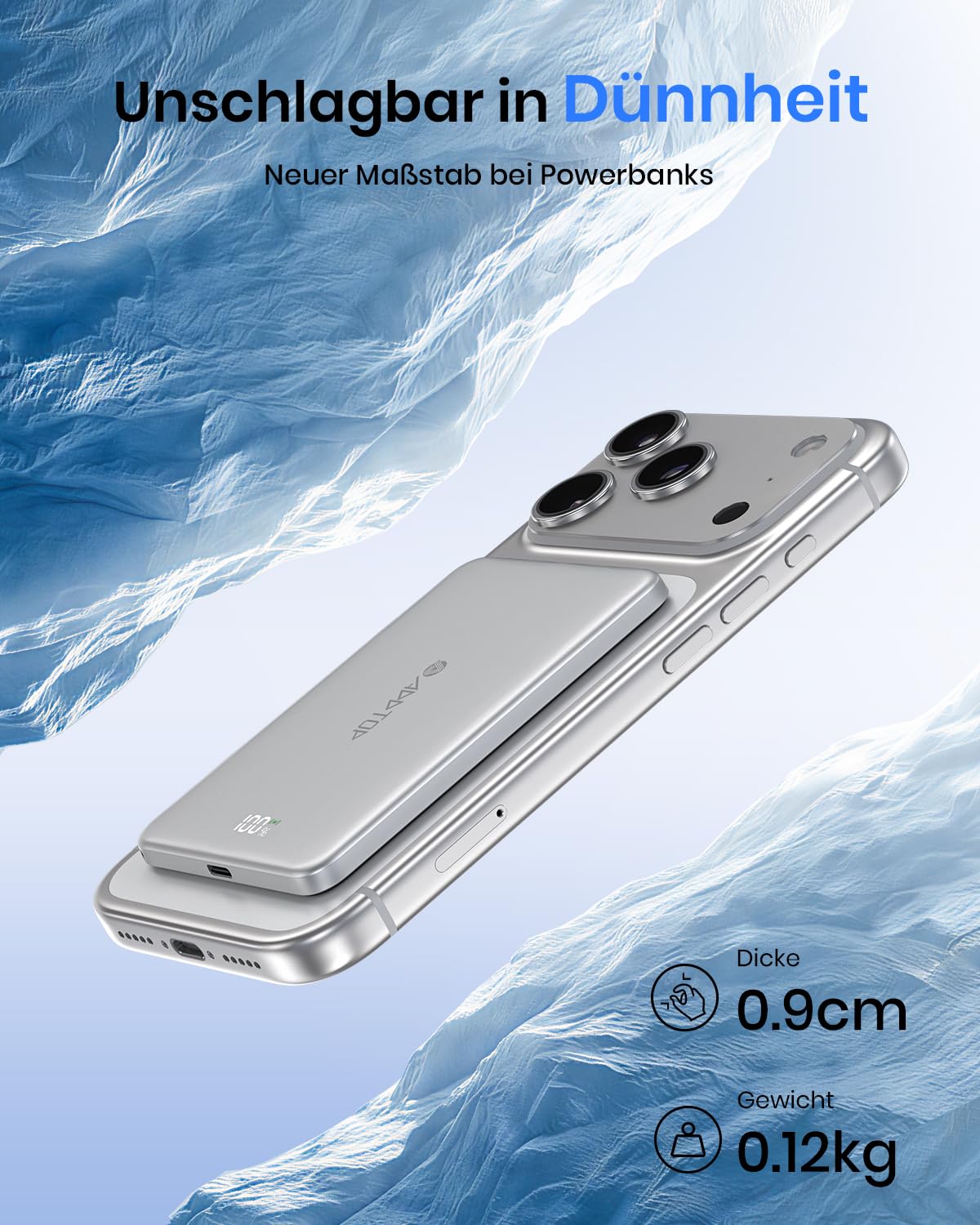 A ADDTOP Ultra Slim Power Bank for iPhone 5000mAh 20W Magnetic PowerBank - C51PW