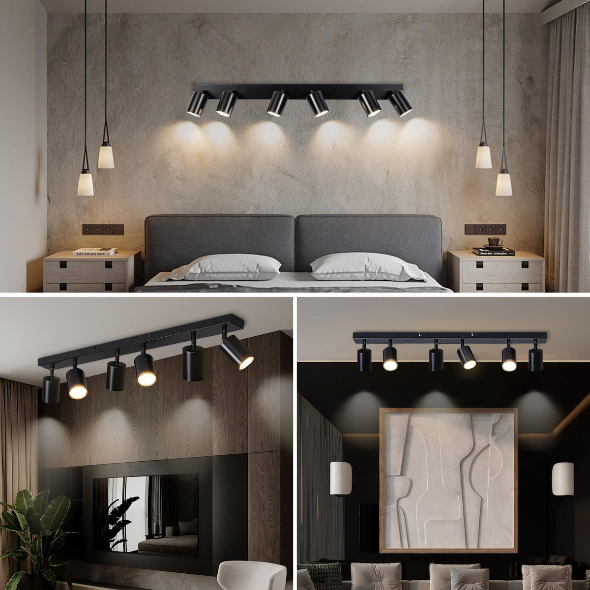 Plafoniera cu LED Dehobo 6 becuri GU10 plafoniera pivotanta neagra - GU10-6