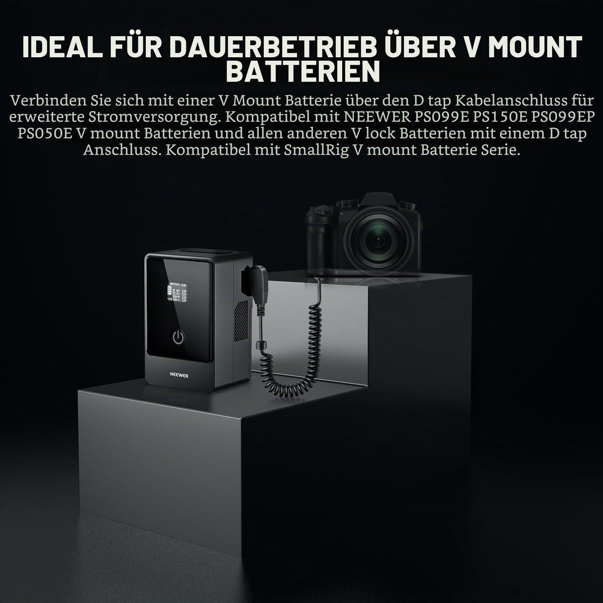 NEEWER D Tap pentru DMW-BLC12 Dummy Akku pentru baterii V Mount, compatibil cu Panasonic Lumix DMC-G7, G85, G5, FZ300, FZ2500, FZ1000, GH2, FZ200, G6, GX8, DC-Z1000 II, G95, Sigma FP, FP L, V-LUX 5, VP-BLC12