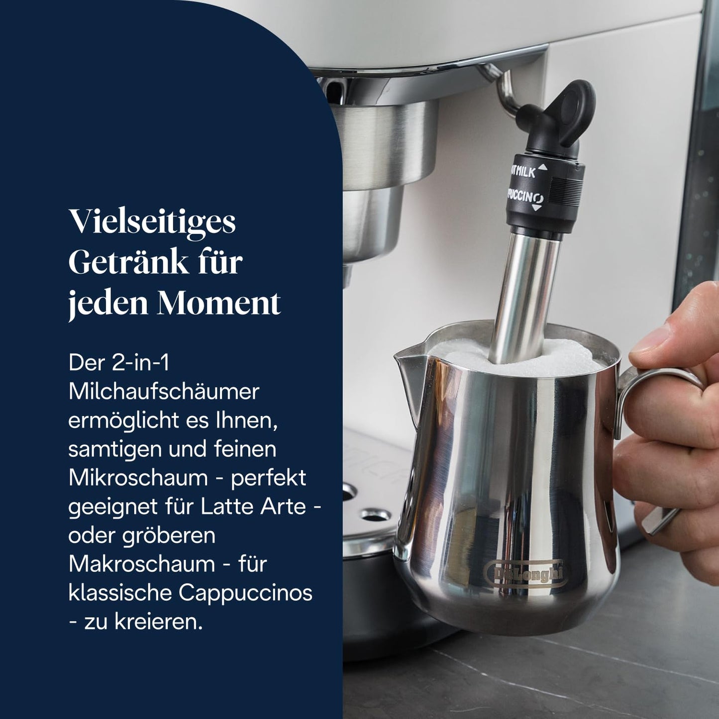 De'Longhi Dedica Style - Perfetto compact portafilter machine espresso machine with buttons, manual milk frother for espresso and cappuccino, ESE pad suitable, 15cm wide, white (EC685.W)