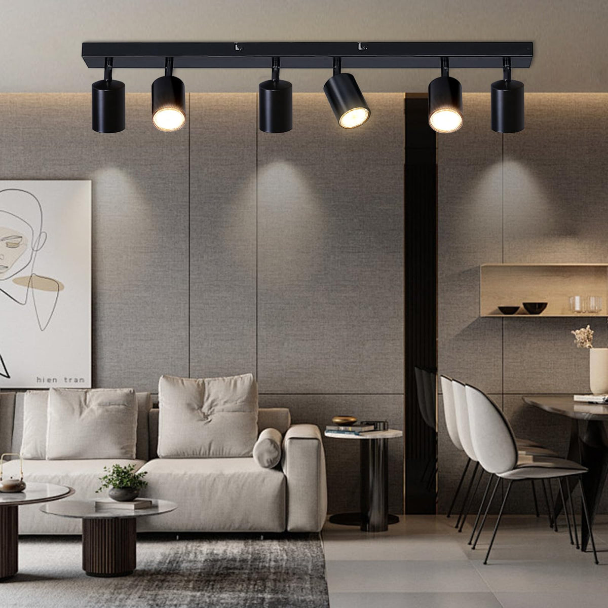 Plafoniera cu LED Dehobo 6 becuri GU10 plafoniera pivotanta neagra - GU10-6