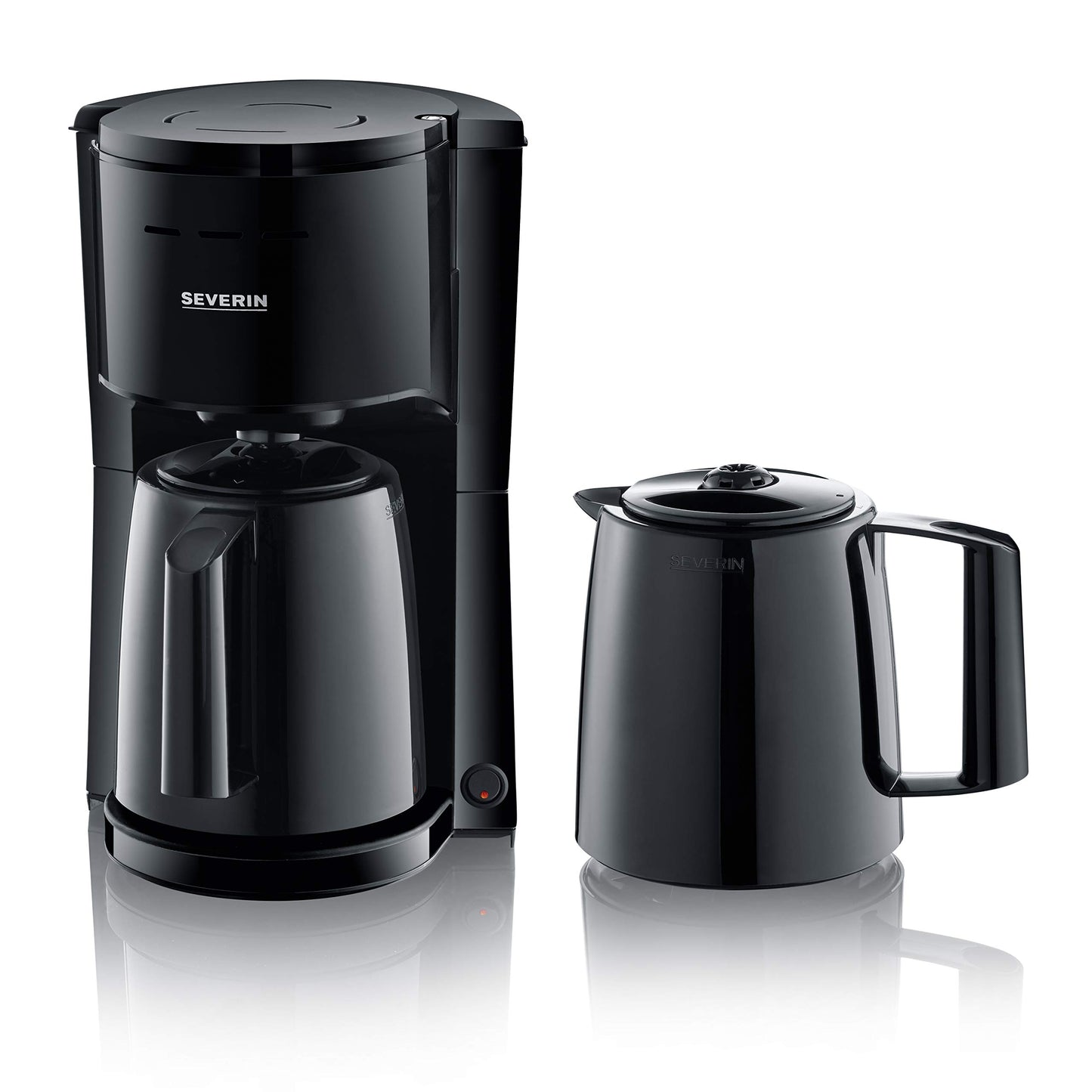 SEVERIN filter coffee machine with 2 thermal jugs, coffee machine for up to 8 cups per jug, filter machine with 2 vacuum jugs, black, KA 9307