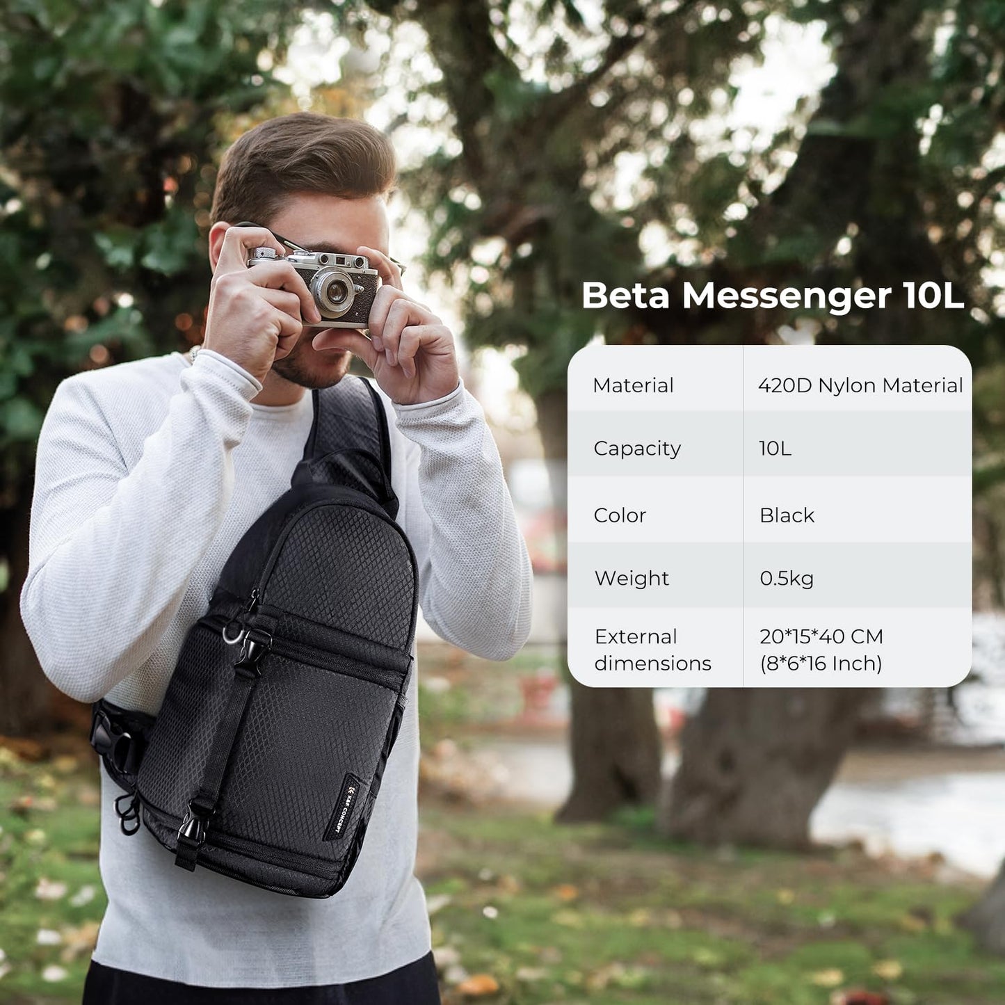 K&F CONCEPT Camera Shoulder Bag Waterproof Camera Travel Bag Photo Backpack Camera Shoulder Bag Quick Access Photo Backpack Black - KF13.141JP