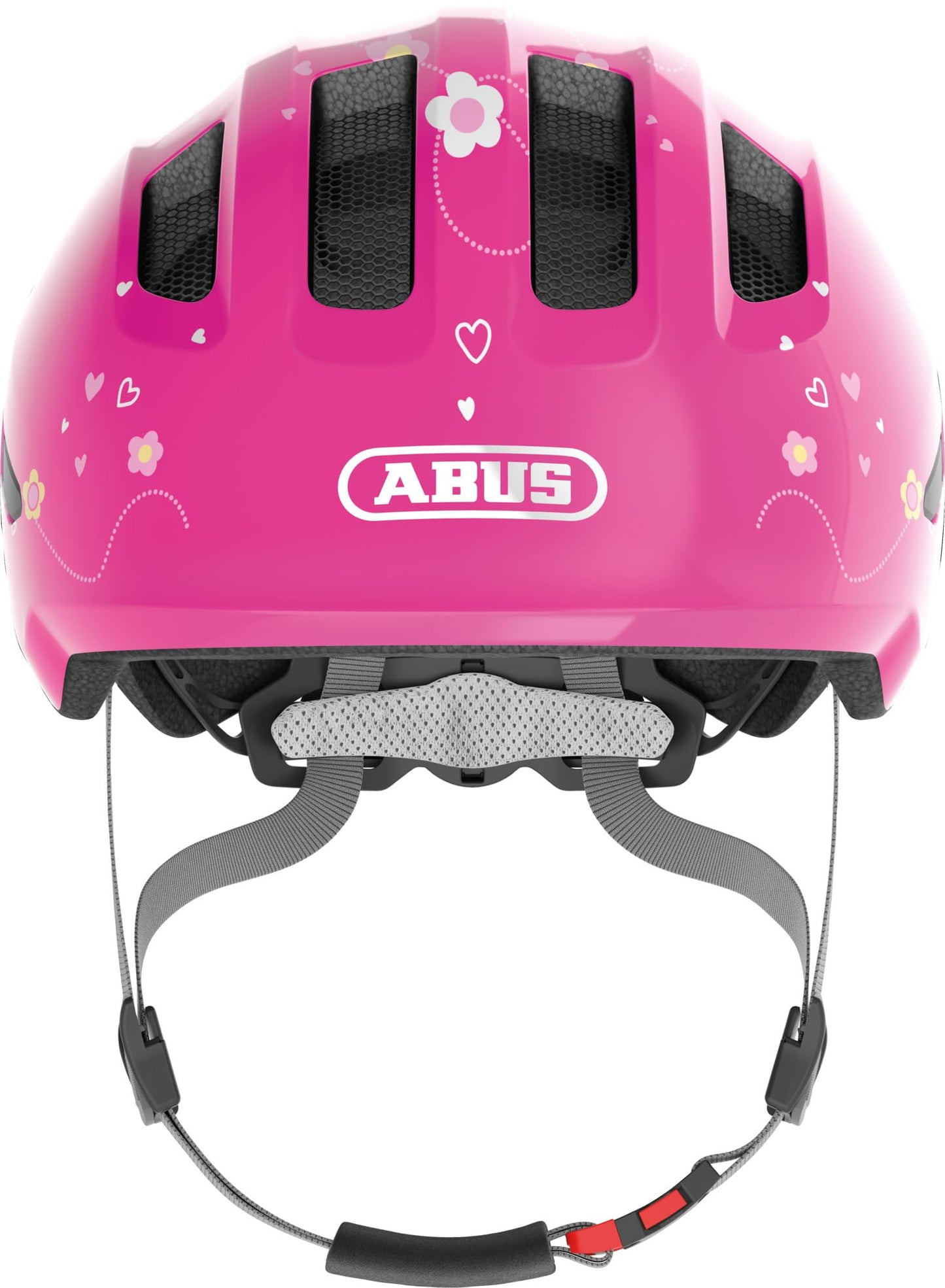 ABUS children's helmet Smiley 3.0 - bicycle helmet with a deep fit, child-friendly designs & space for a braid - for girls and boys - pink with butterfly pattern, size M - 67258