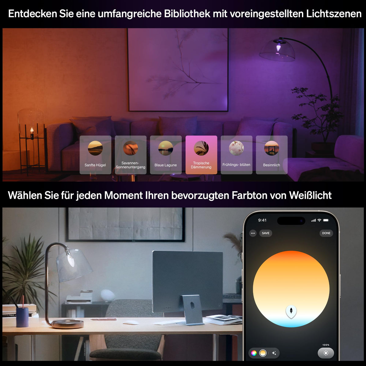 Philips Hue Smart LED Candle Light, B39, E14, 1-Pack, White and Color Ambiance, Full Spectrum Light 1,000 K–20,000 K, 500 lm, Extremely Low Dimmable, Chromasync, Alexa, Google Home, Apple Home - 929004295301