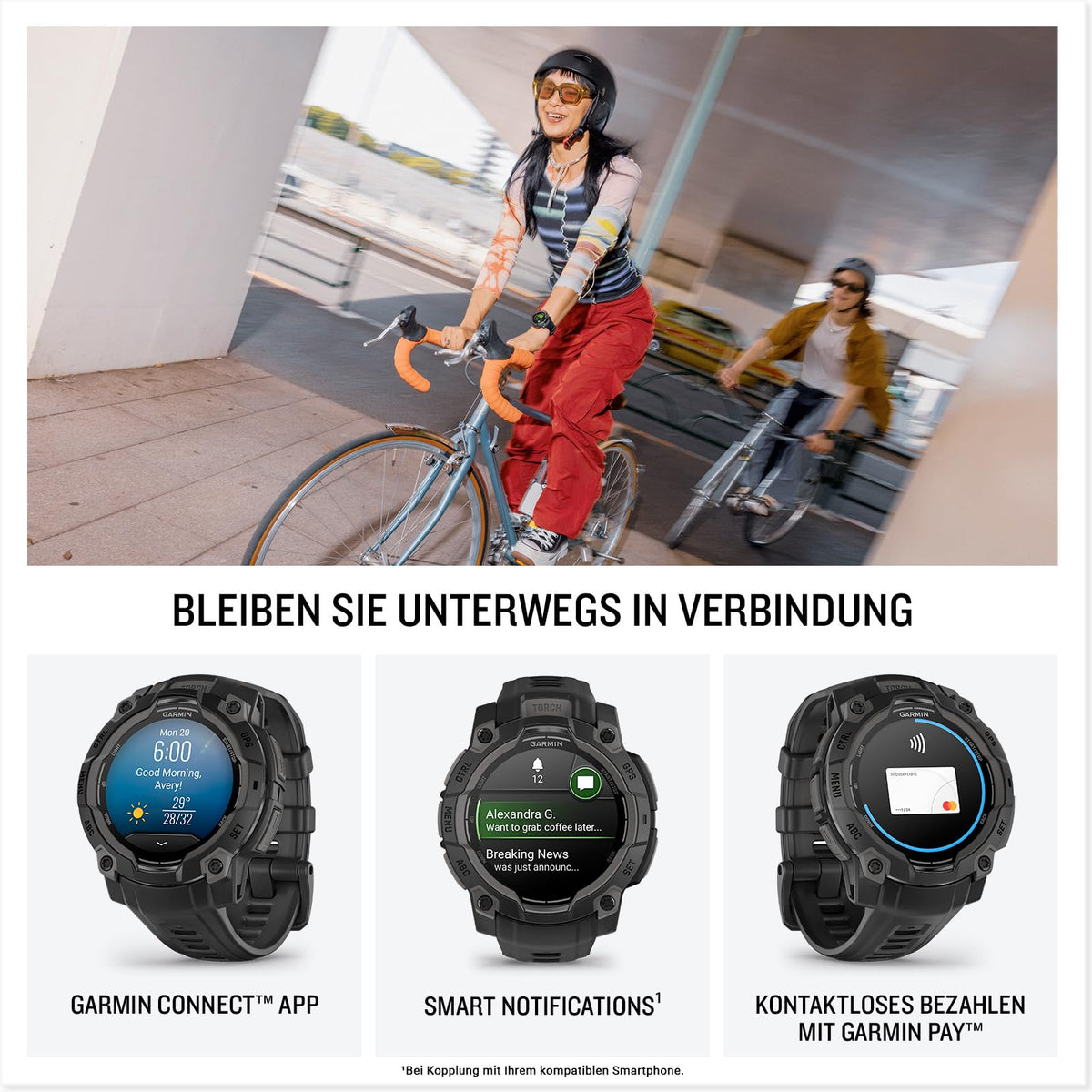 Garmin Instinct 3 45mm AMOLED – Ceas inteligent multisport, display de 1,2", autonomie a bateriei de până la 18 zile, peste 80 de aplicații sportive, funcție de navigație, caracteristici inteligente, lanternă cu LED, rezistent la apă - 010-02936-00