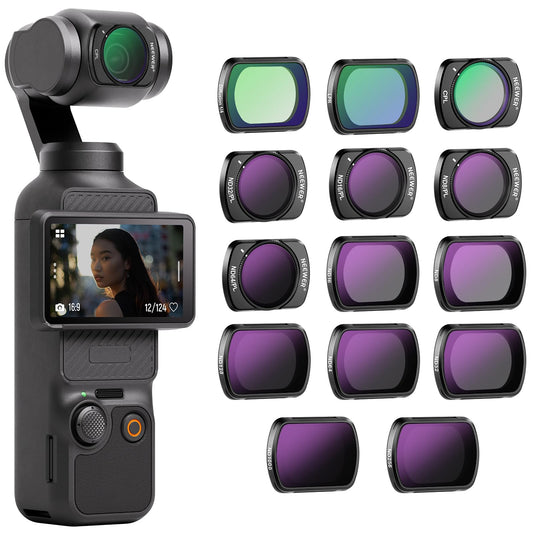 NEEWER 14 magnetic filter set compatible with DJI Osmo Pocket 3 / Pocket 4 / Xtra Muse, CPL ND (8/16/32/64/128/256/1000) ND8/PL ND16/PL ND32/PL ND64/PL LPR Black Diffusion 1/4 - 10103578