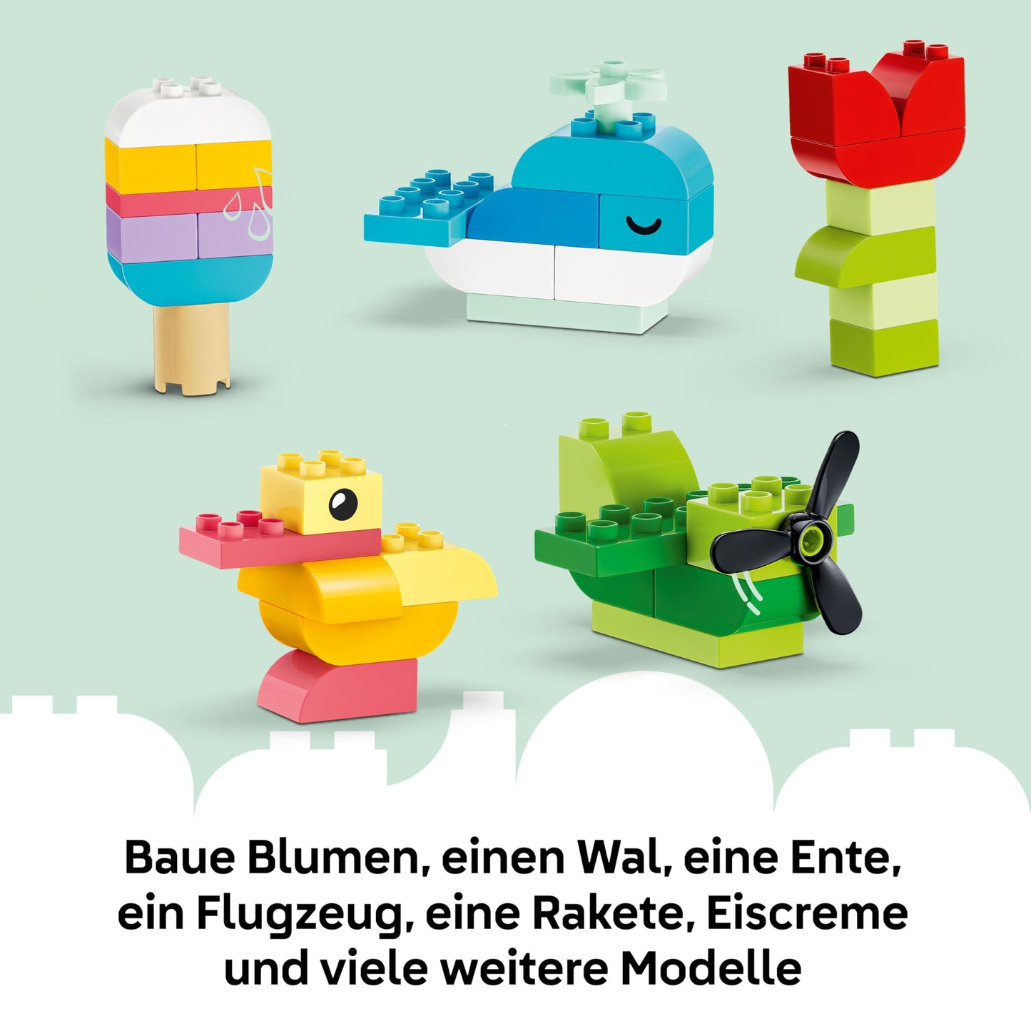 LEGO DUPLO Classic colorful creative box - educational toy to promote fine motor skills for toddlers - including number stones, animals, vehicles and play food - gift for boys and girls from 1 year old - 10479